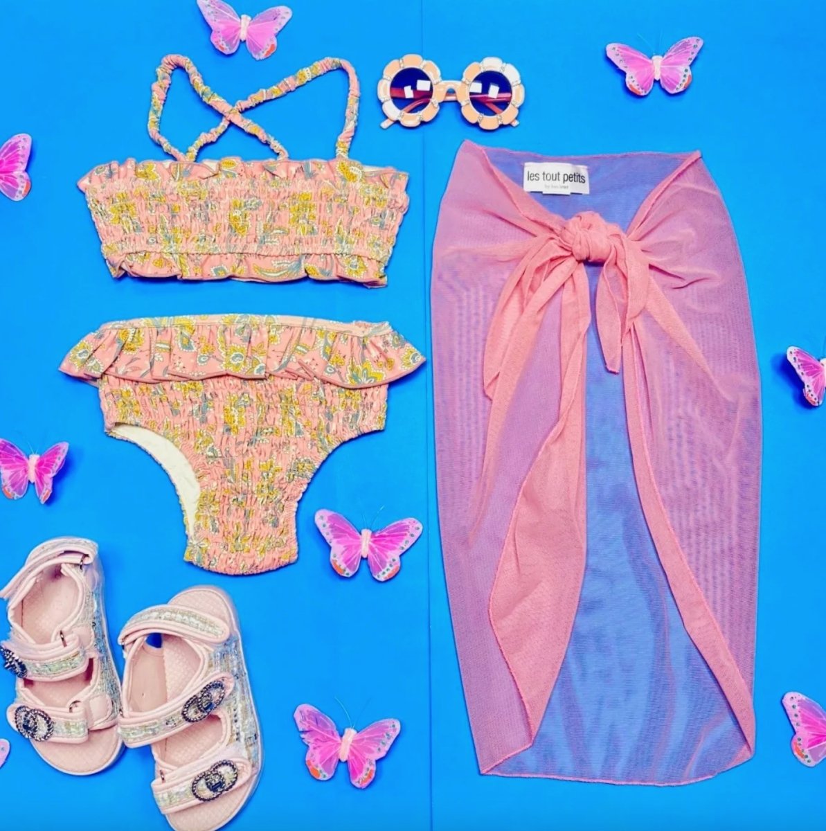 Louise Misha Floral Swimsuits in Shades of Pink and Nude - Mini Dreamers