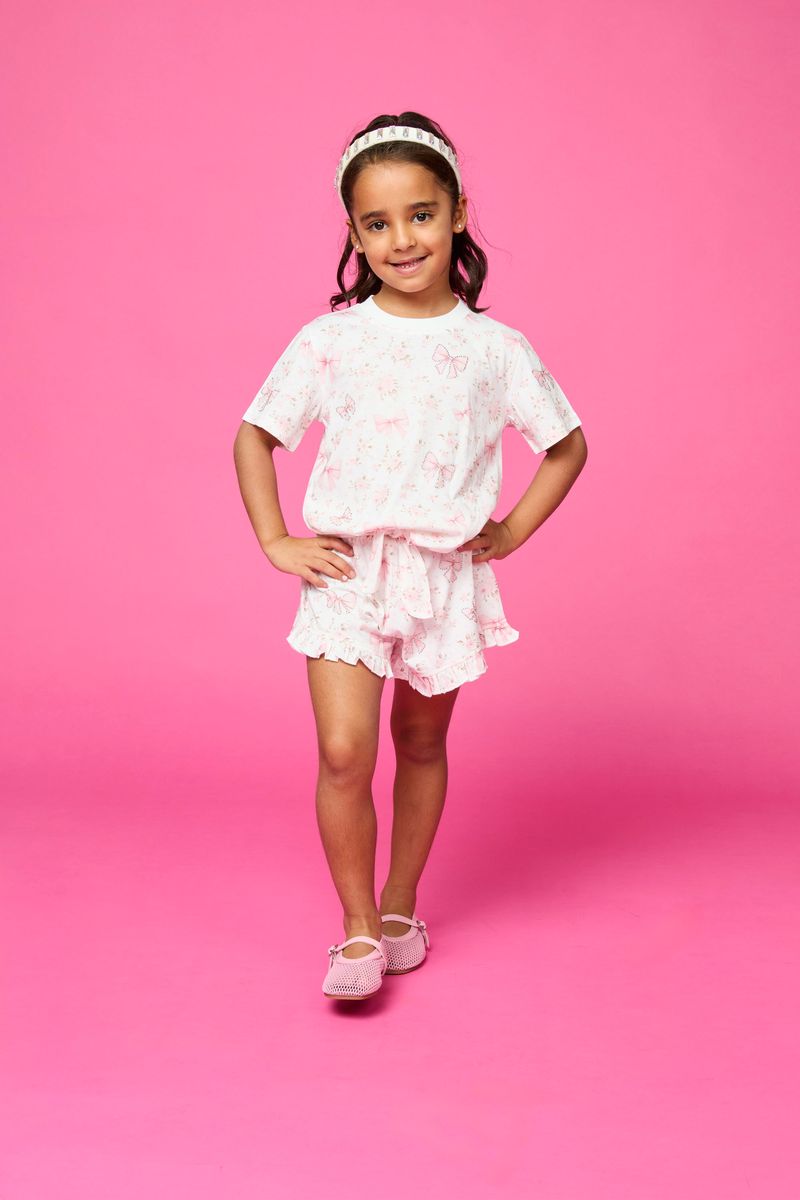 CHARLOTTE CRYSTAL BOWS SHORT SLEEVE AND SHORTS SET
