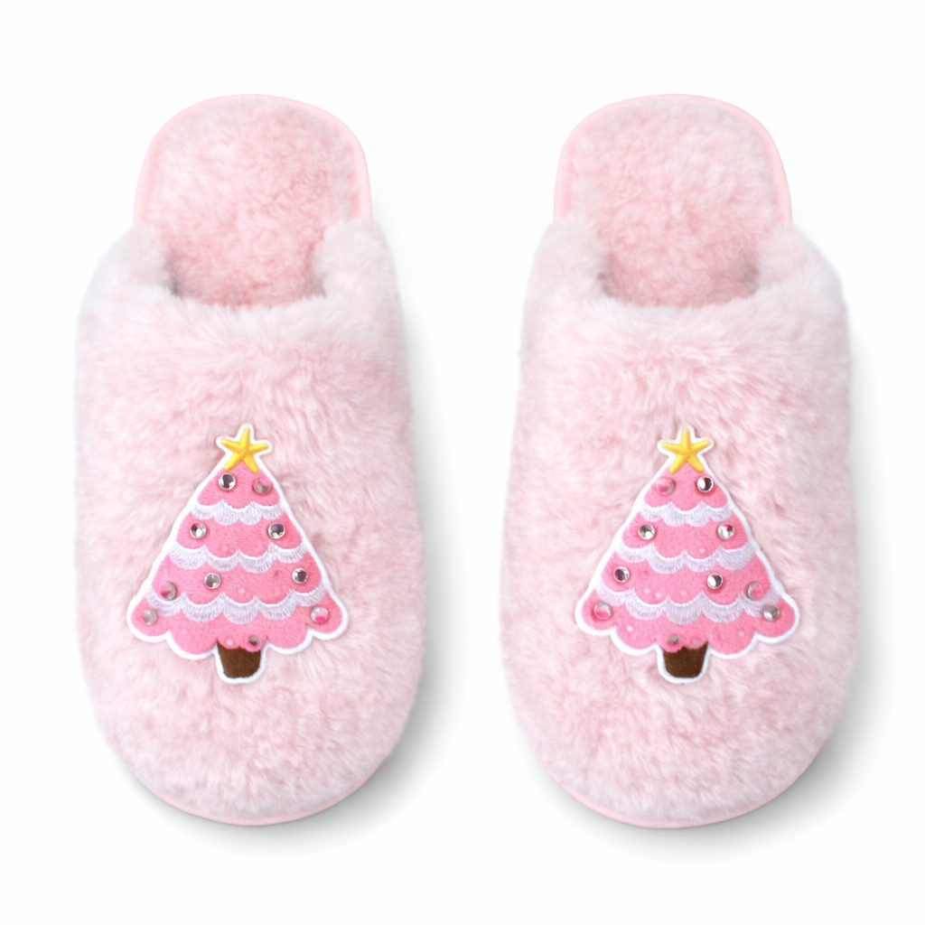 CHRISTMAS TREE JEWELED SLIPPERS