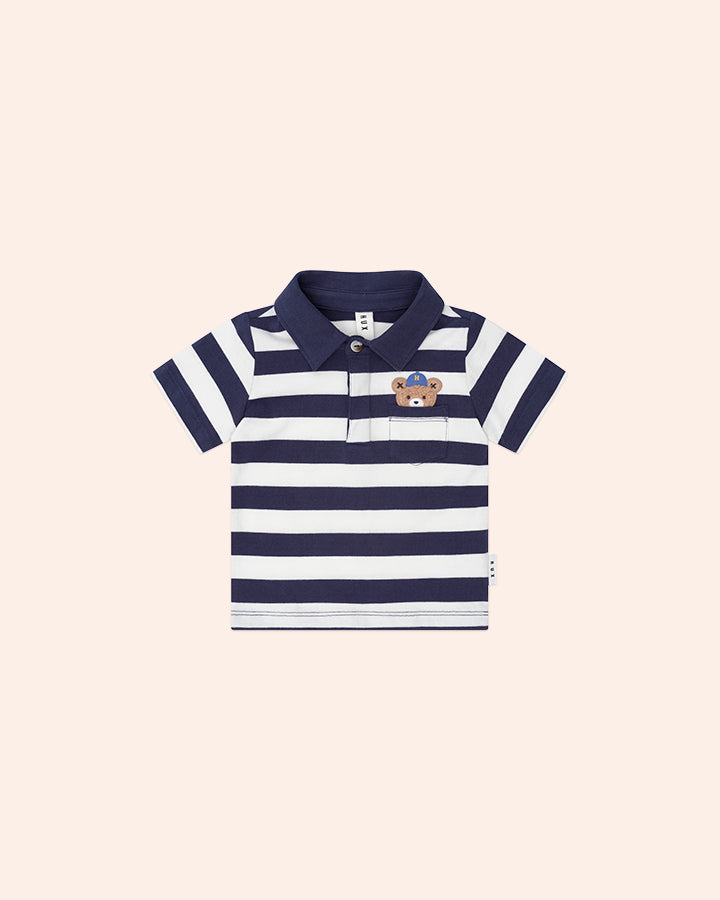 PEEKABOO STRIPE VARSITY HUX POLO TSHIRT (PREORDER)