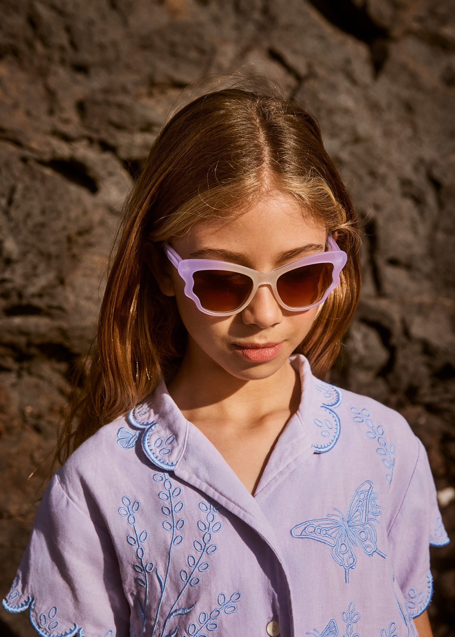 ROSALLE PASTEL LILAC EMBROIDERY TOP (PREORDER) - BUTTON DOWNS