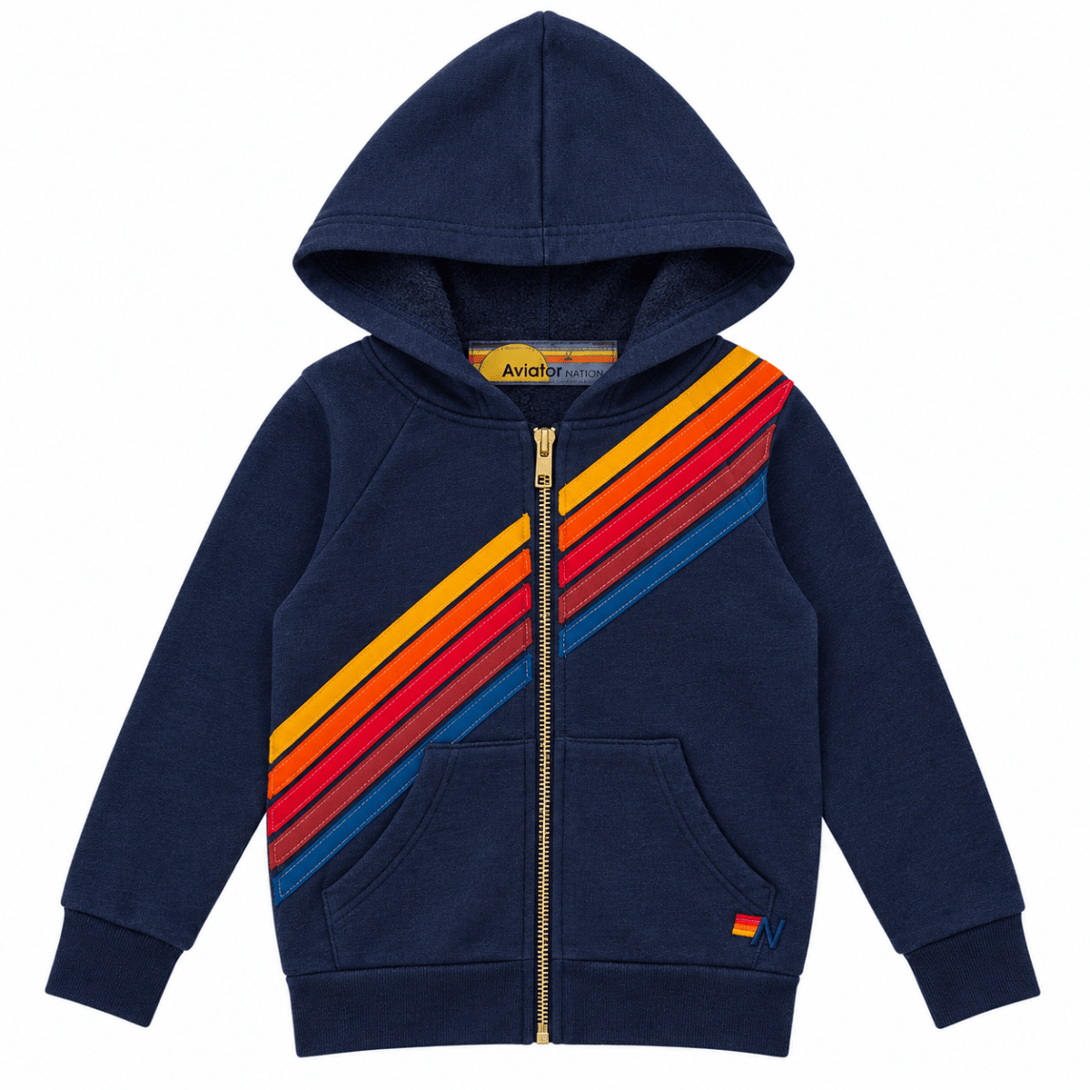 5 STRIPE MIDNIGHT ZIP UP HOODIE (UNISEX) - AVIATOR NATION KIDS