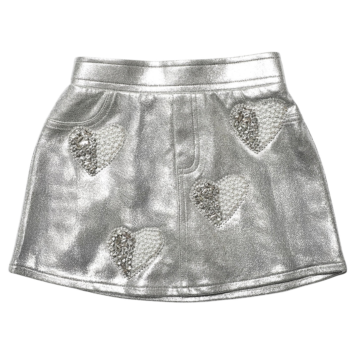 CRYSTAL HEART METALLIC SKORT (PREORDER) - MINI DREAMERS - SKIRTS