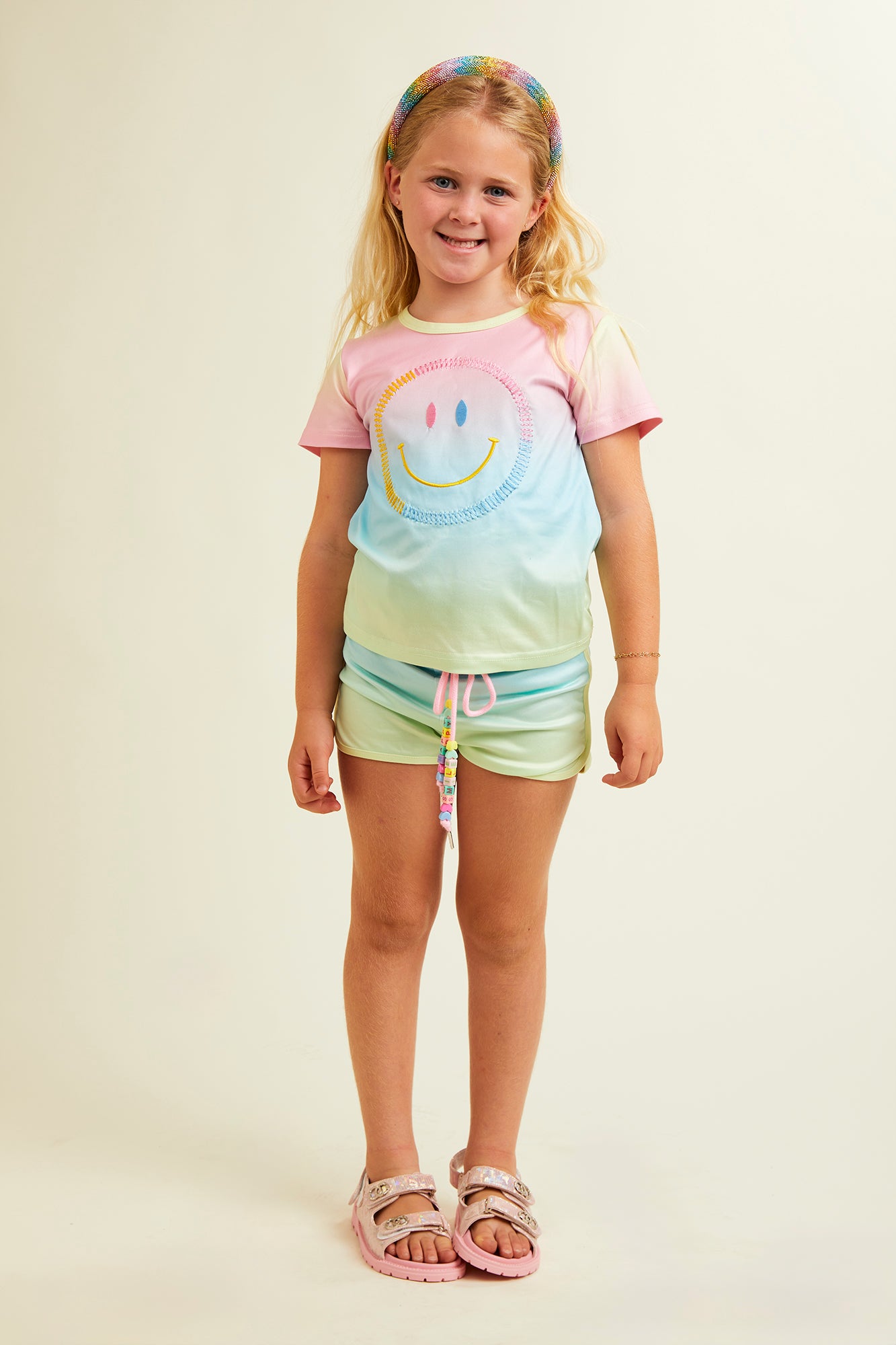 SUNSET SMILEY OMBRÉ TOP AND SHORTS SET - SET