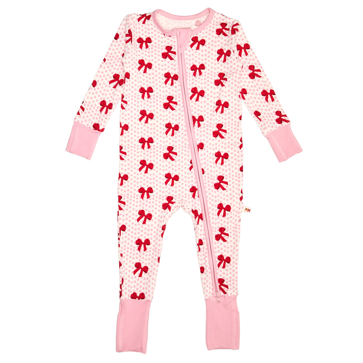 BOWS BAMBOO LONG SLEEVE SNAP ROMPER