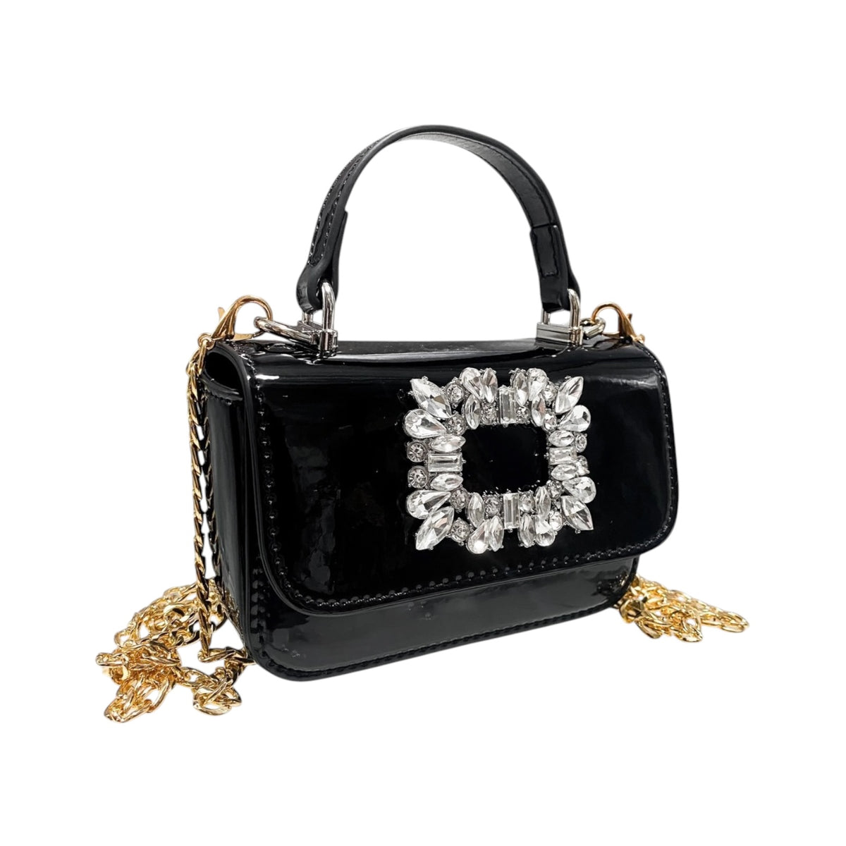 CRYSTAL BROOCH PATENT PURSE