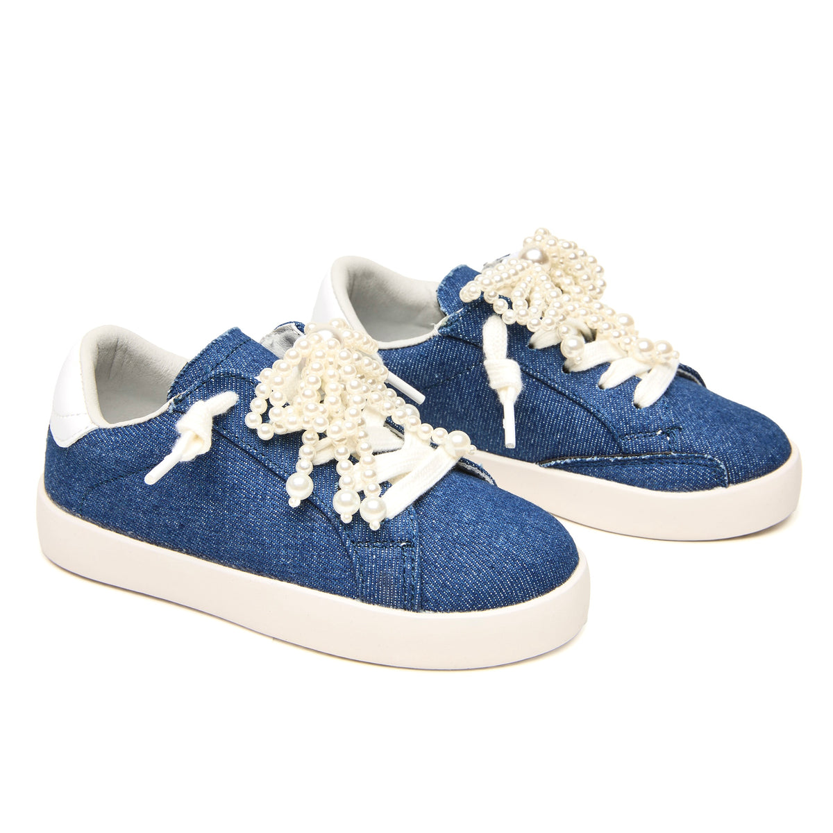 GRACE PEARL BOW DENIM SNEAKERS