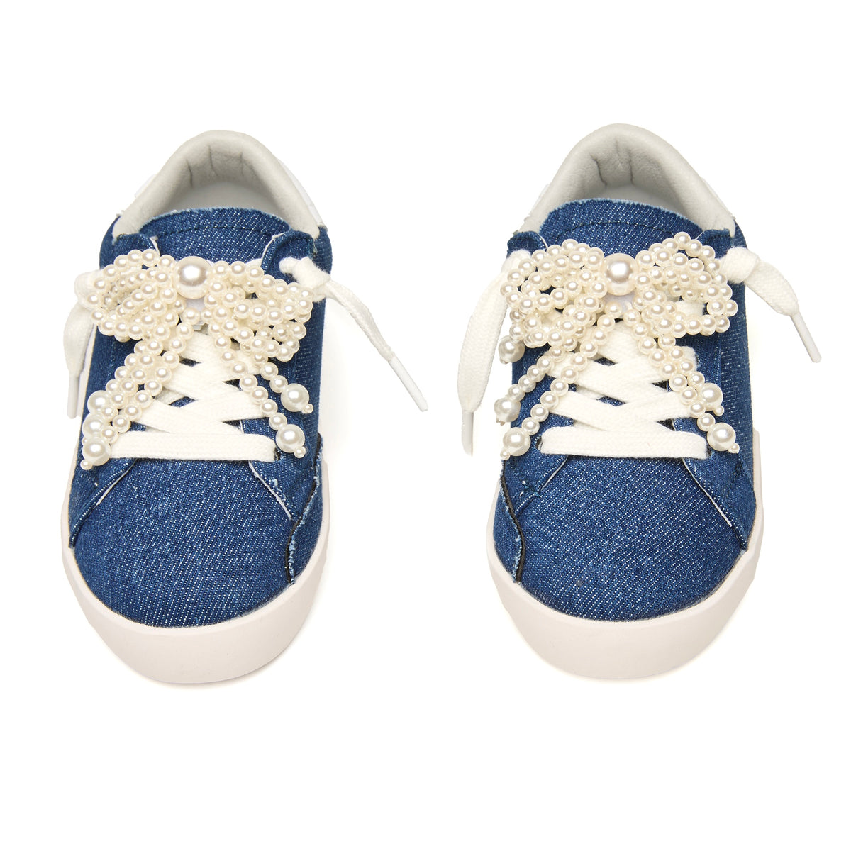 GRACE PEARL BOW DENIM SNEAKERS
