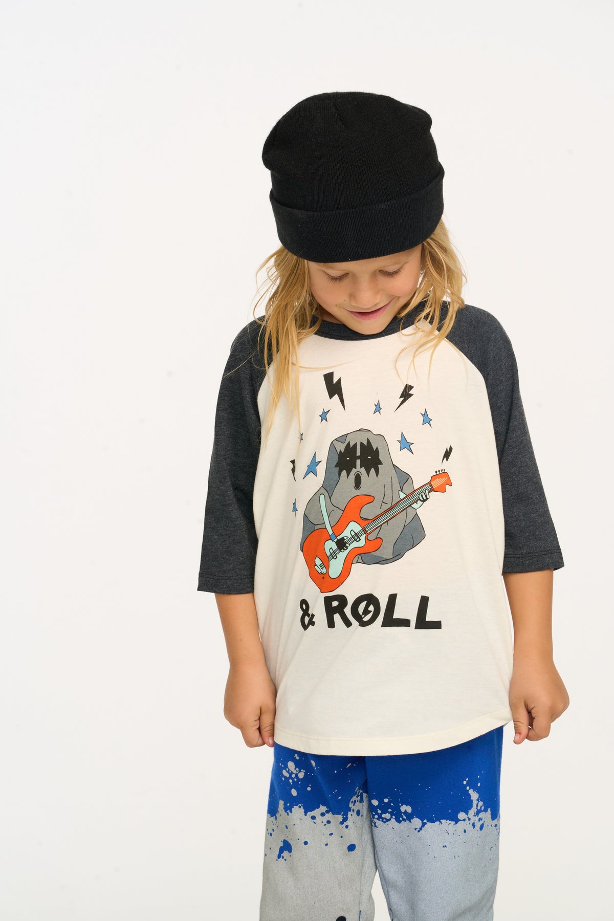 ROCK N ROLL GHOST LONG SLEEVE RAGLAN TSHIRT - LONG SLEEVE TOPS