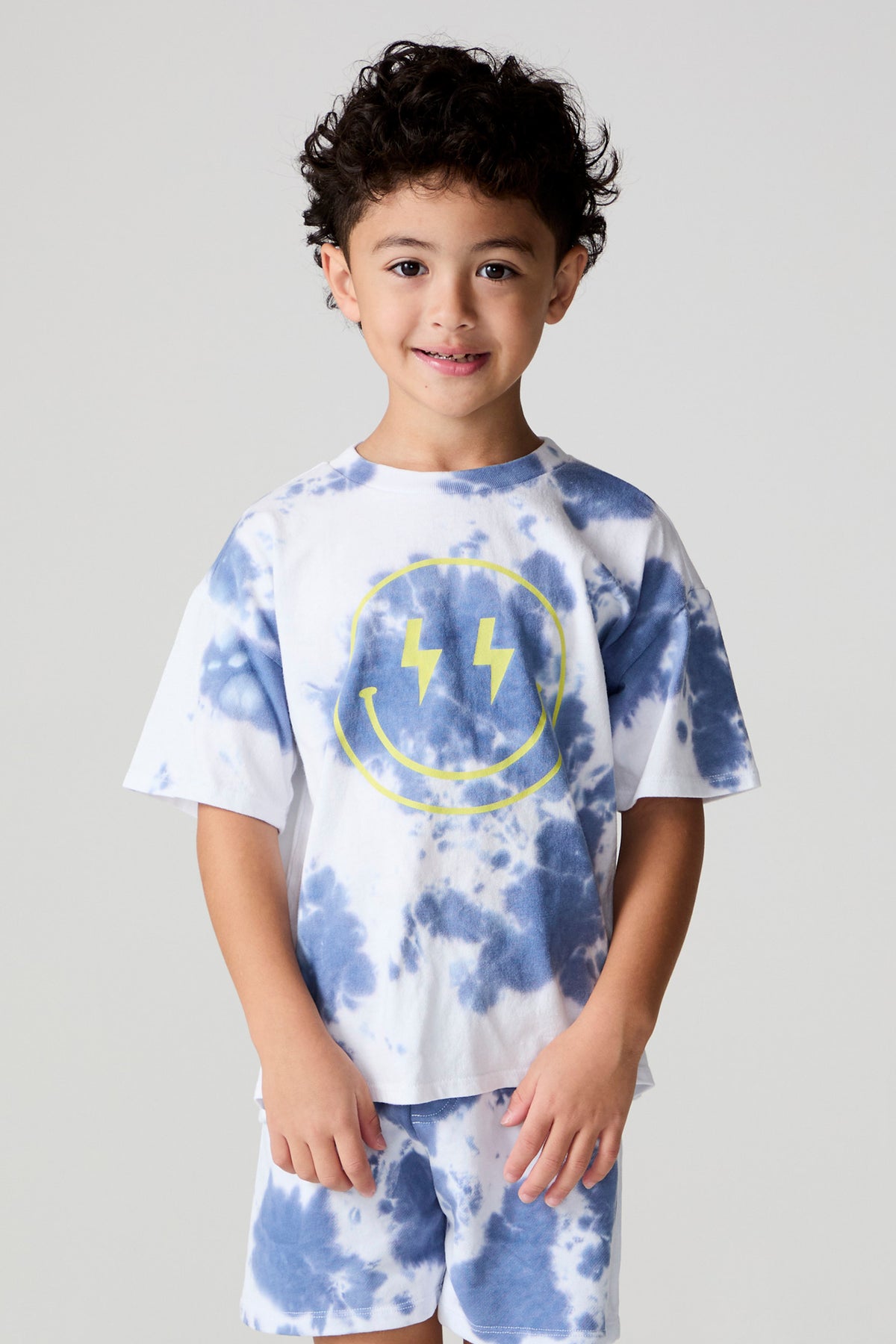 BOLT SMILEY FACE TIE DYE TSHIRT (PREORDER) - CHASER KIDS - SHORT SLEEVE TOPS