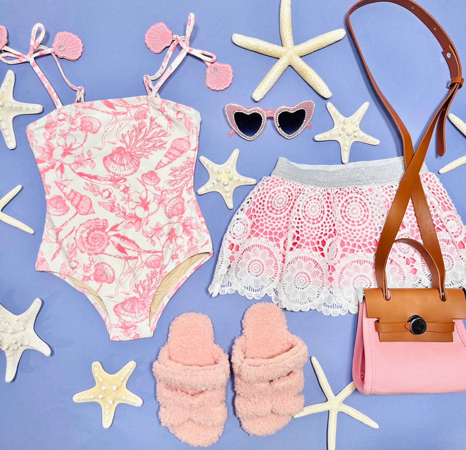 SEASIDE TOILE ONE PIECE SWIMSUIT W/ LACE SKIRT SET - ONE PIECE SWIMSUIT