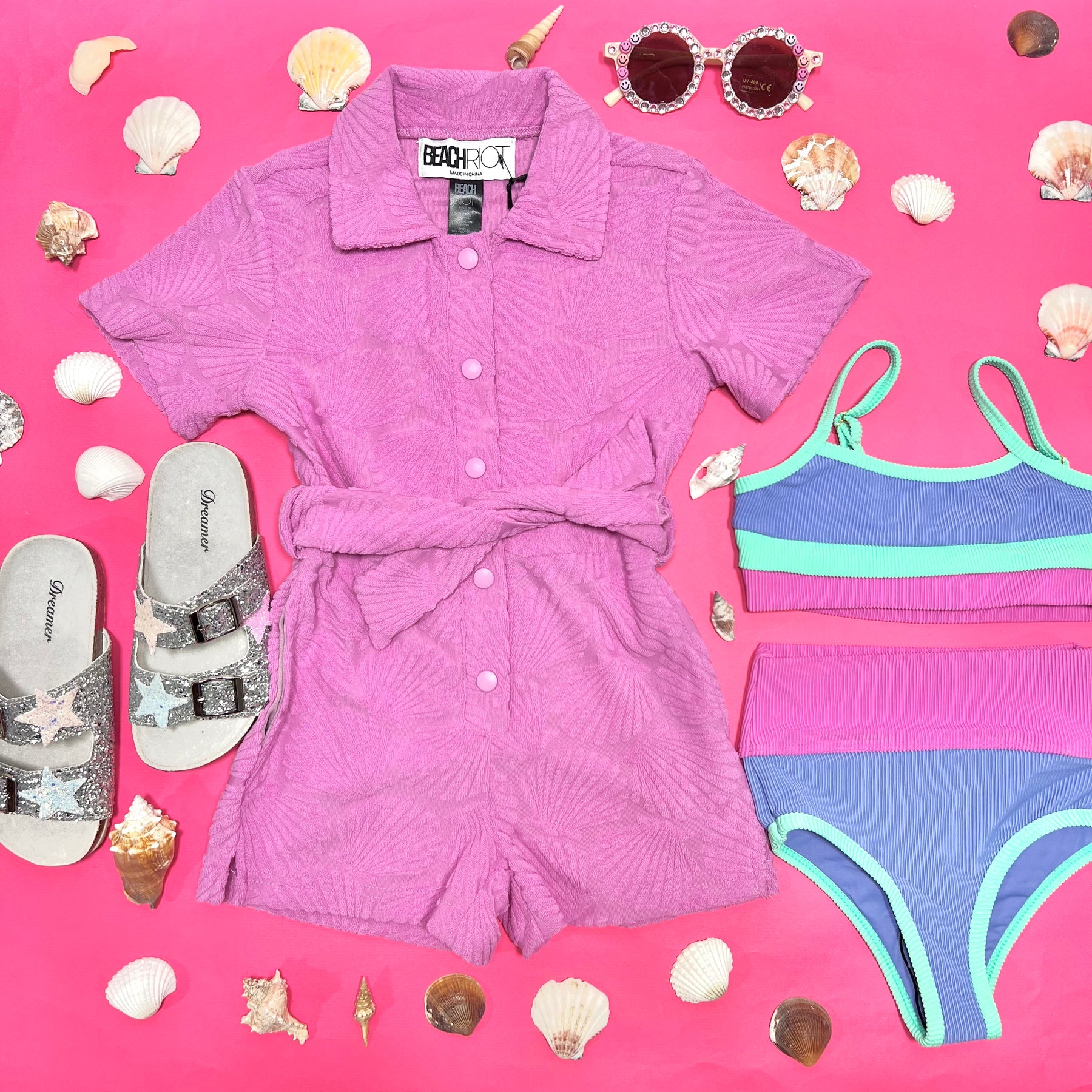 LITTLE GIA SHELL ROMPER - ROMPERS