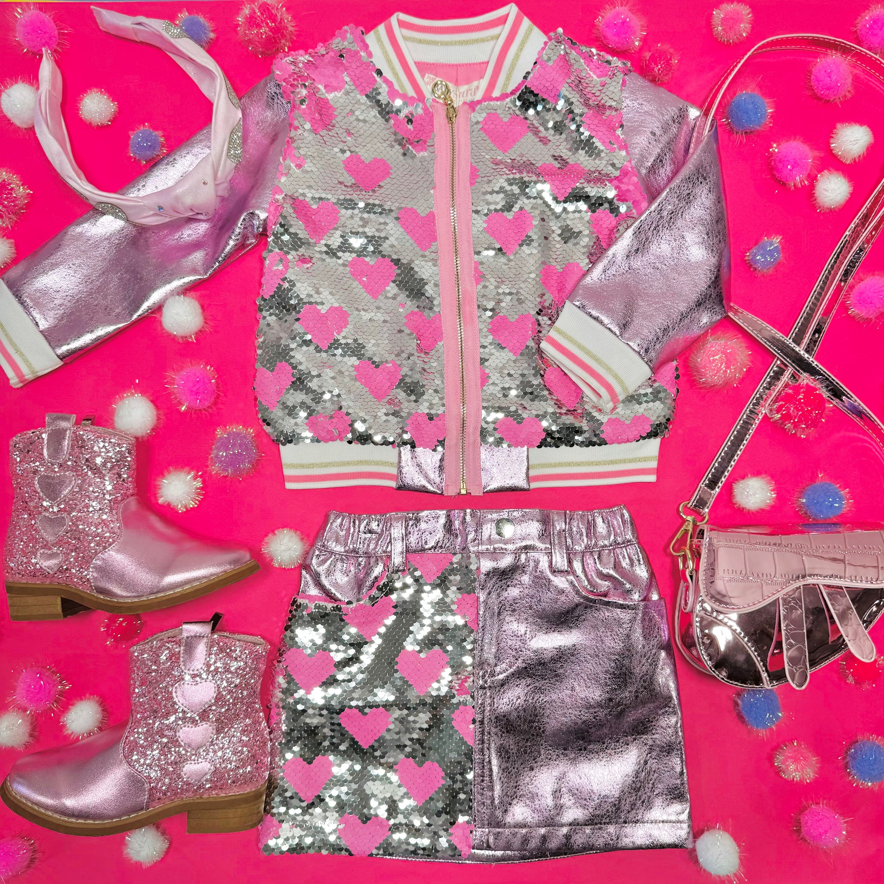 HEART SEQUIN METALLIC SKIRT