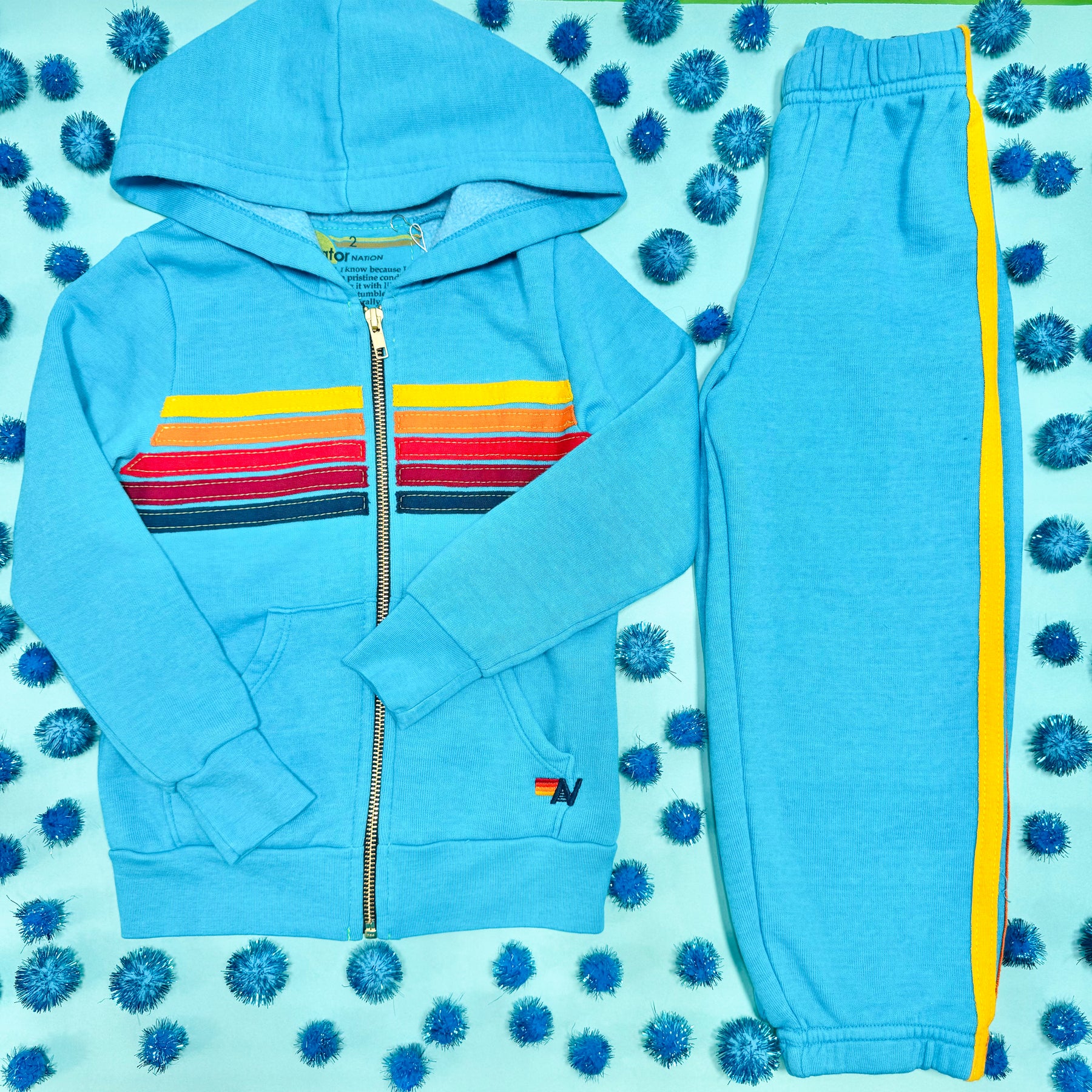 5 STRIPE NEON ZIP UP HOODIE - HOODIES