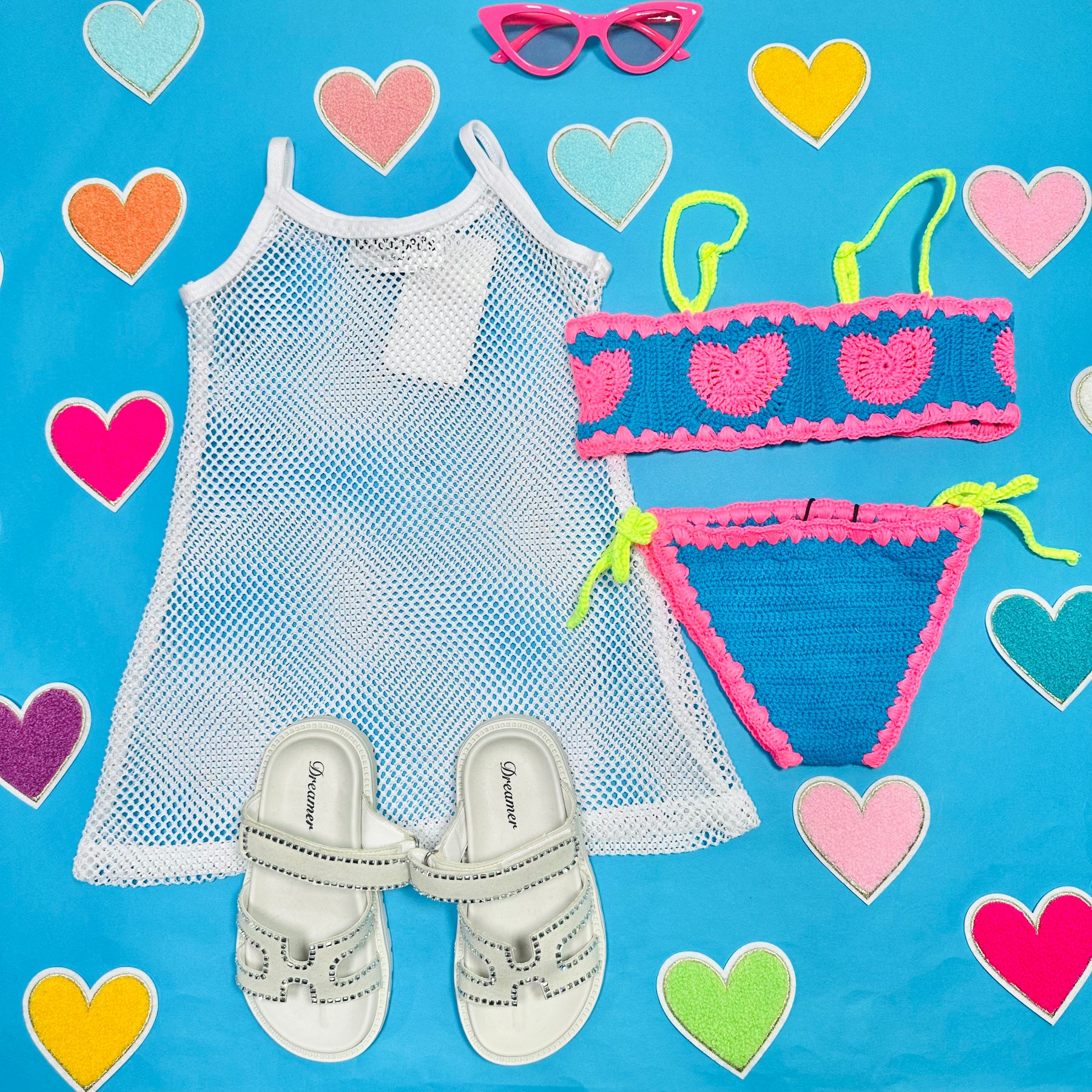 ARLEEN CROCHET HEARTS TWO PIECE BIKINI - TWO PIECE BIKINI