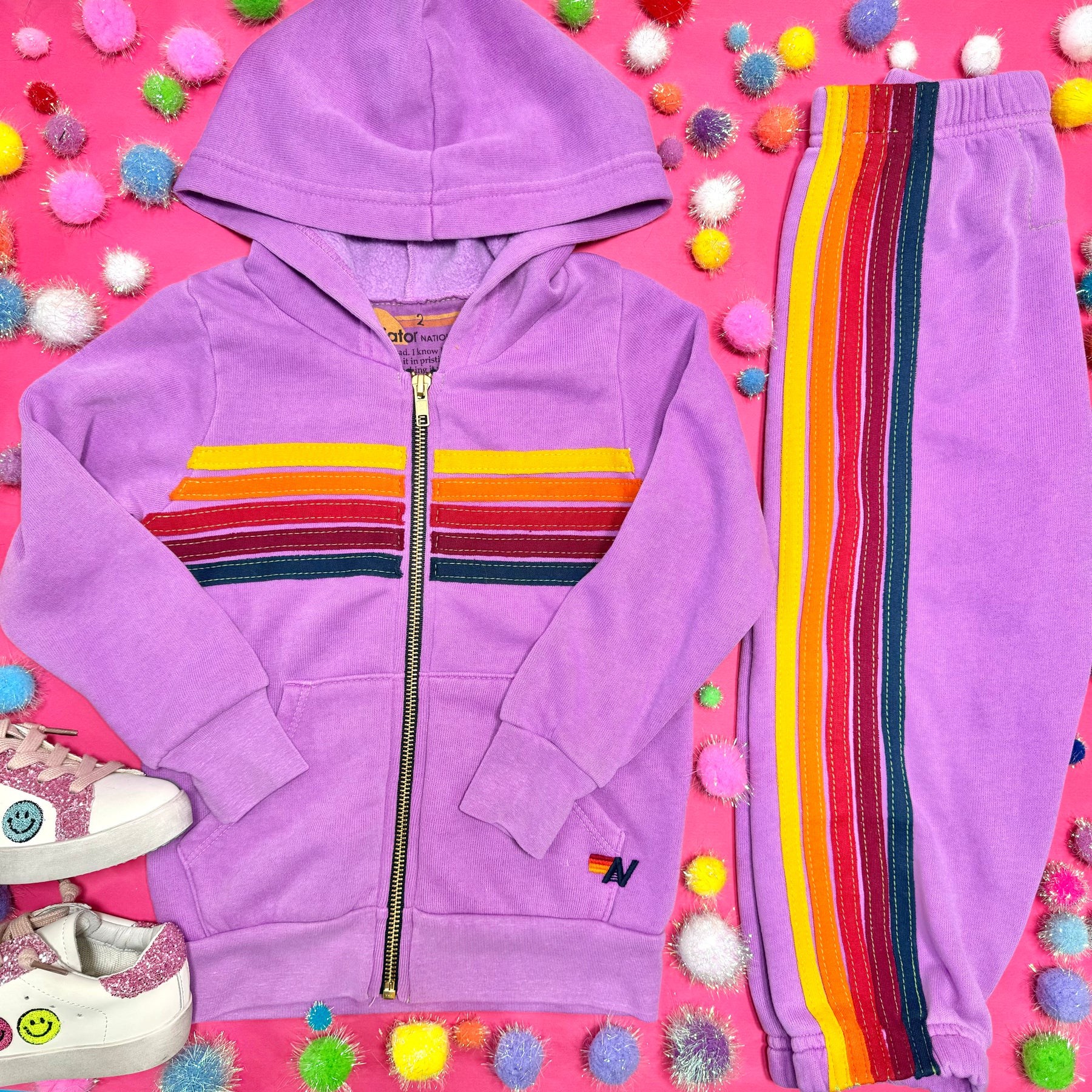 5 STRIPE ZIP UP HOODIE - HOODIES