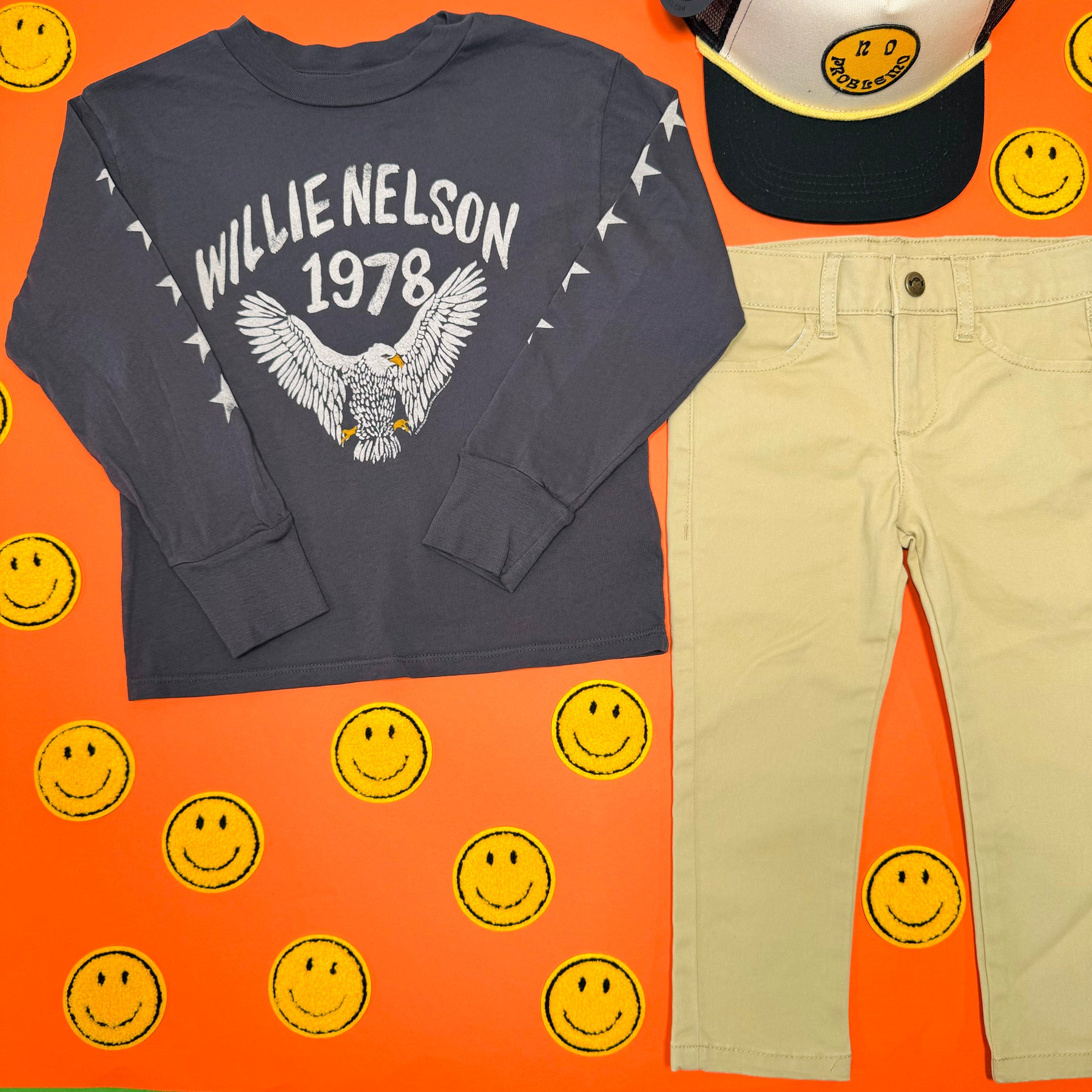WILLIE NELSON EAGLE LONG SLEEVE TSHIRT - LONG SLEEVE TOPS