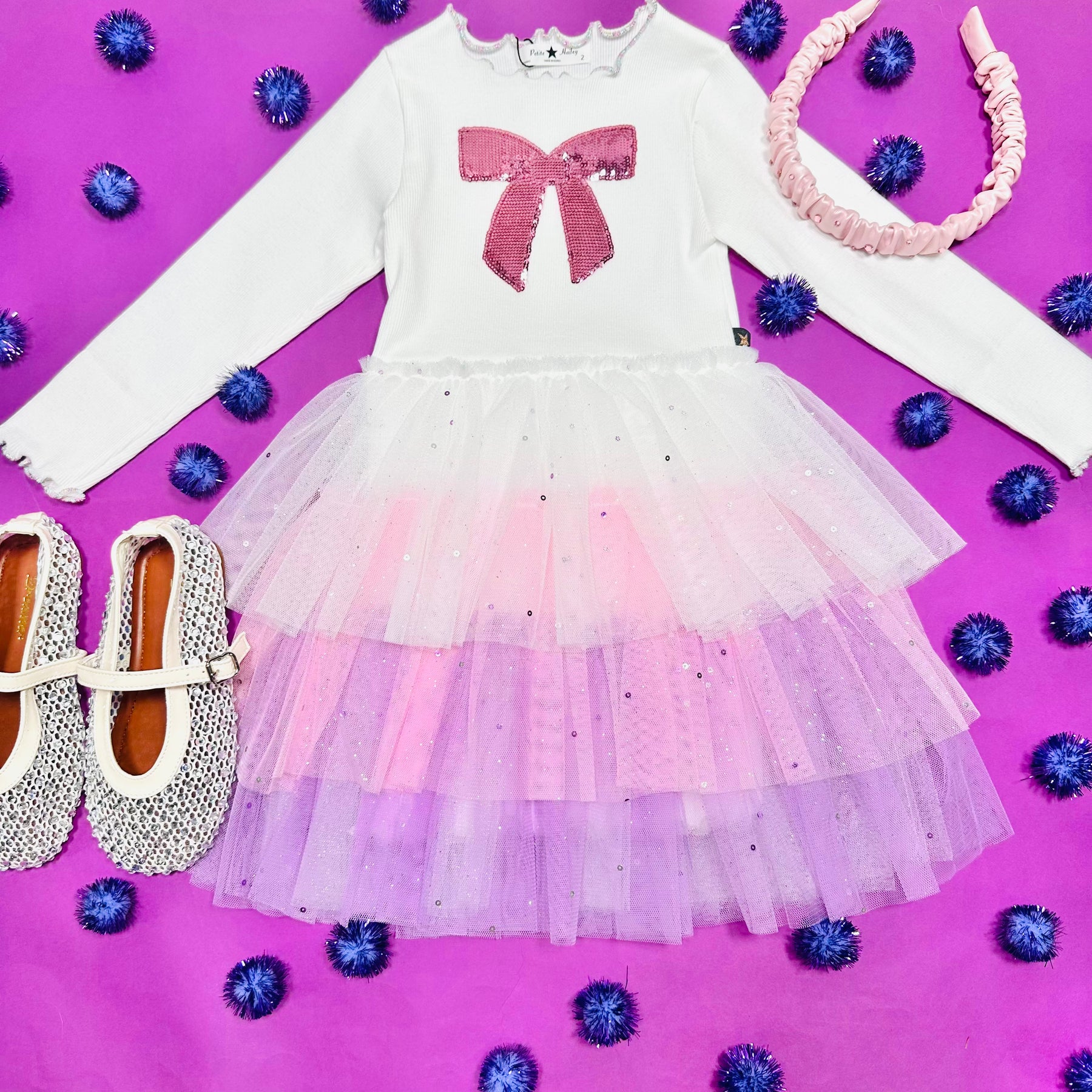 BOW LAYERED TUTU DRESS - DRESSES