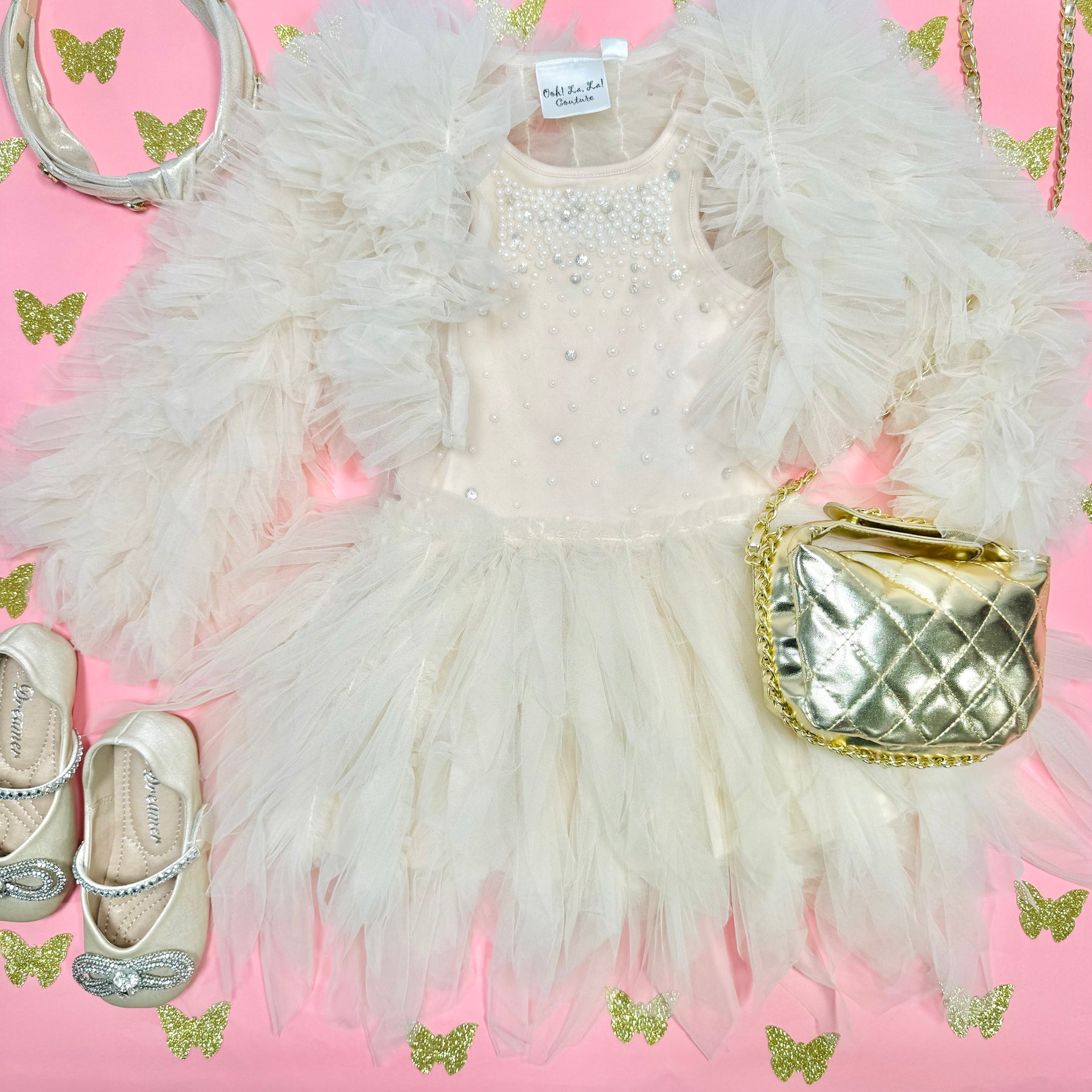 PEARL SHIMMERY TUTU DRESS - DRESSES