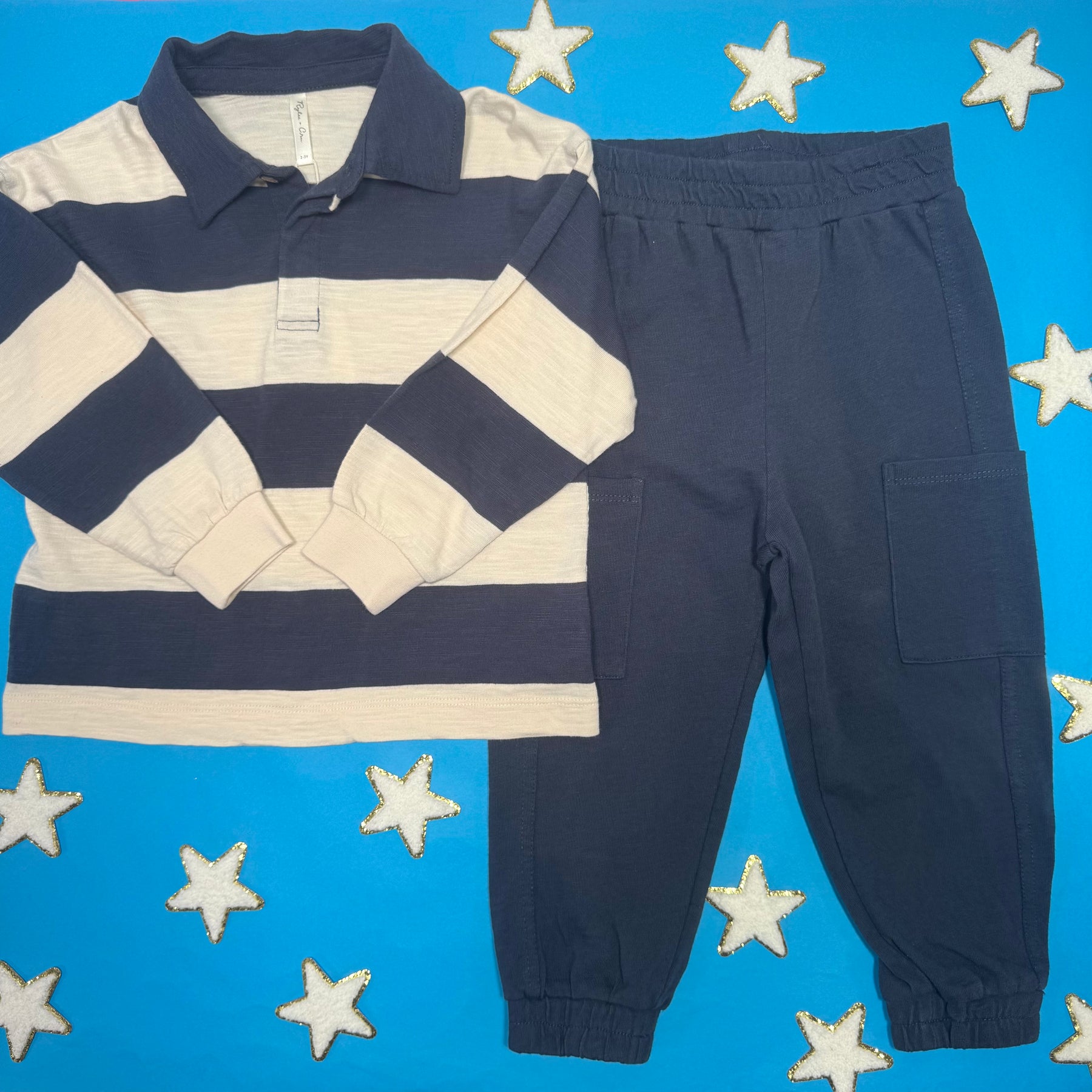 STRIPE RUGBY POLO LONG SLEEVE TOP - LONG SLEEVE TOPS