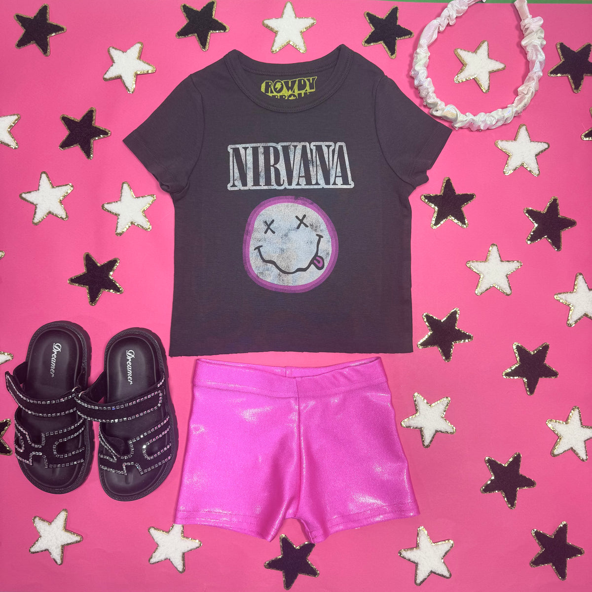 ELECTRIC METALLIC BIKER SHORTS - SHORTS