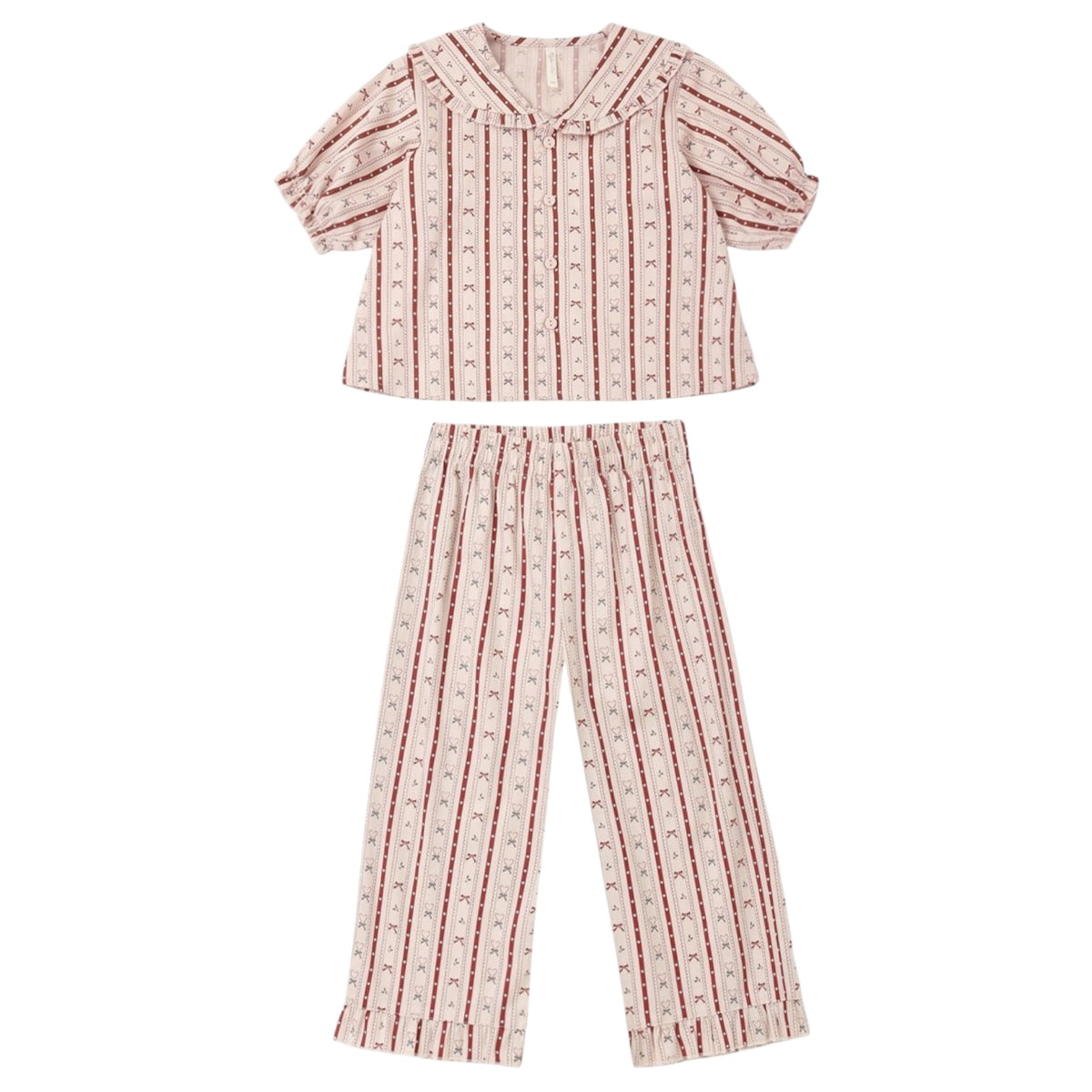 CANDY CANE LANE RUFFLE TWO PIECE PAJAMA SET