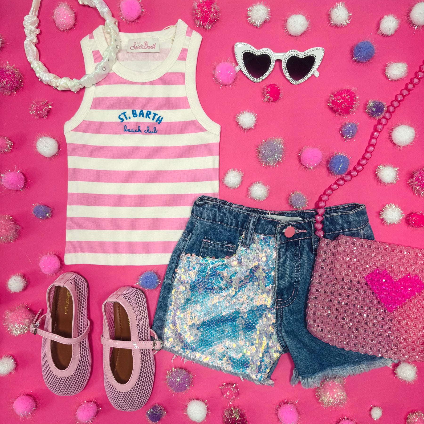 MIA SEQUIN DENIM SHORTS - SHORTS