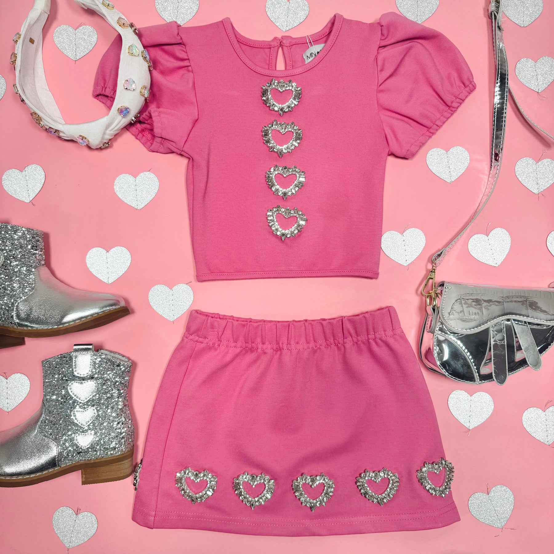 MANHATTAN HEARTS PUFF SLEEVE TOP AND SKIRT SET - SET