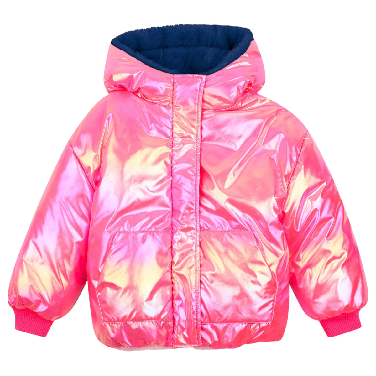 FAUX FUR REVERSIBLE METALLIC PUFFER JACKET (PREORDER)