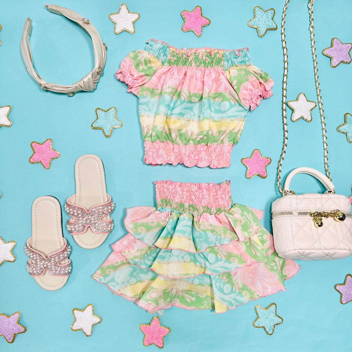 PAISLEY TOP AND RUFFLE SKIRT SET