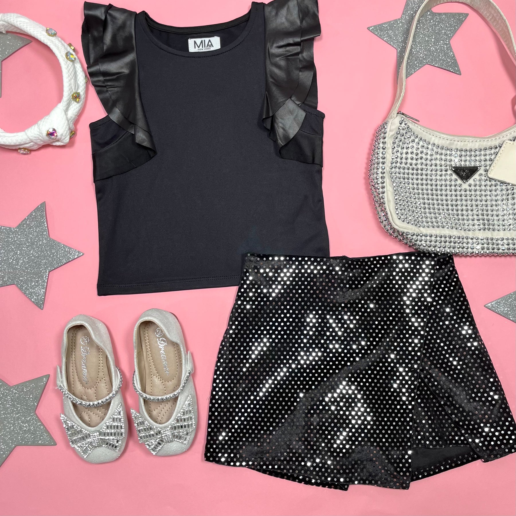 METALLIC ASYMMETRICAL SKORT