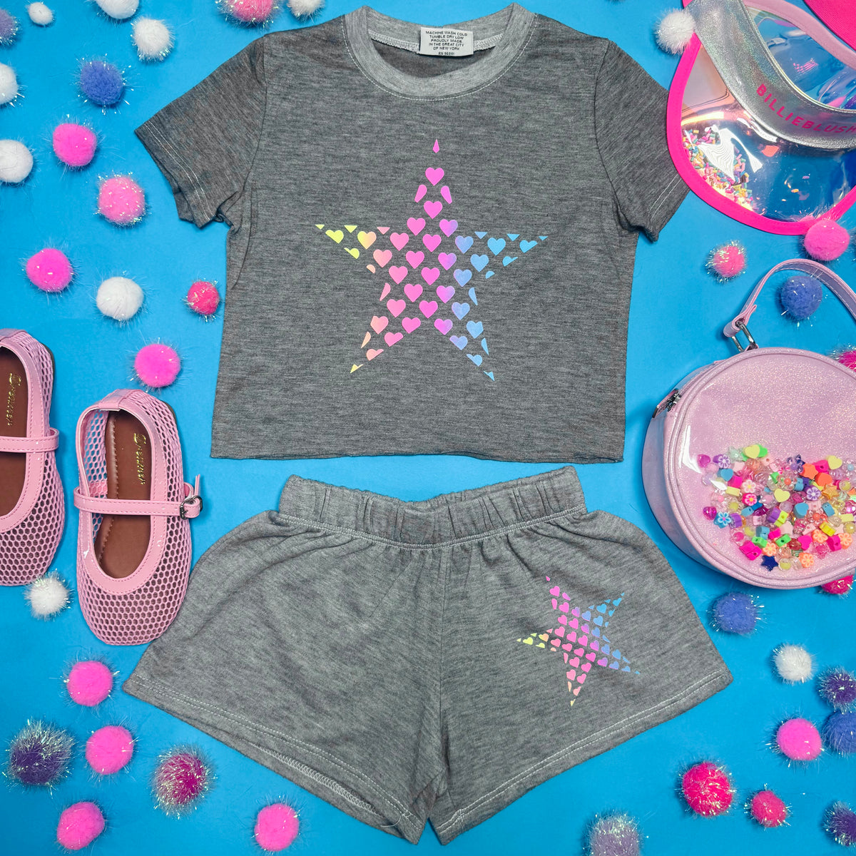 MINI NEON HEARTS SHORTS