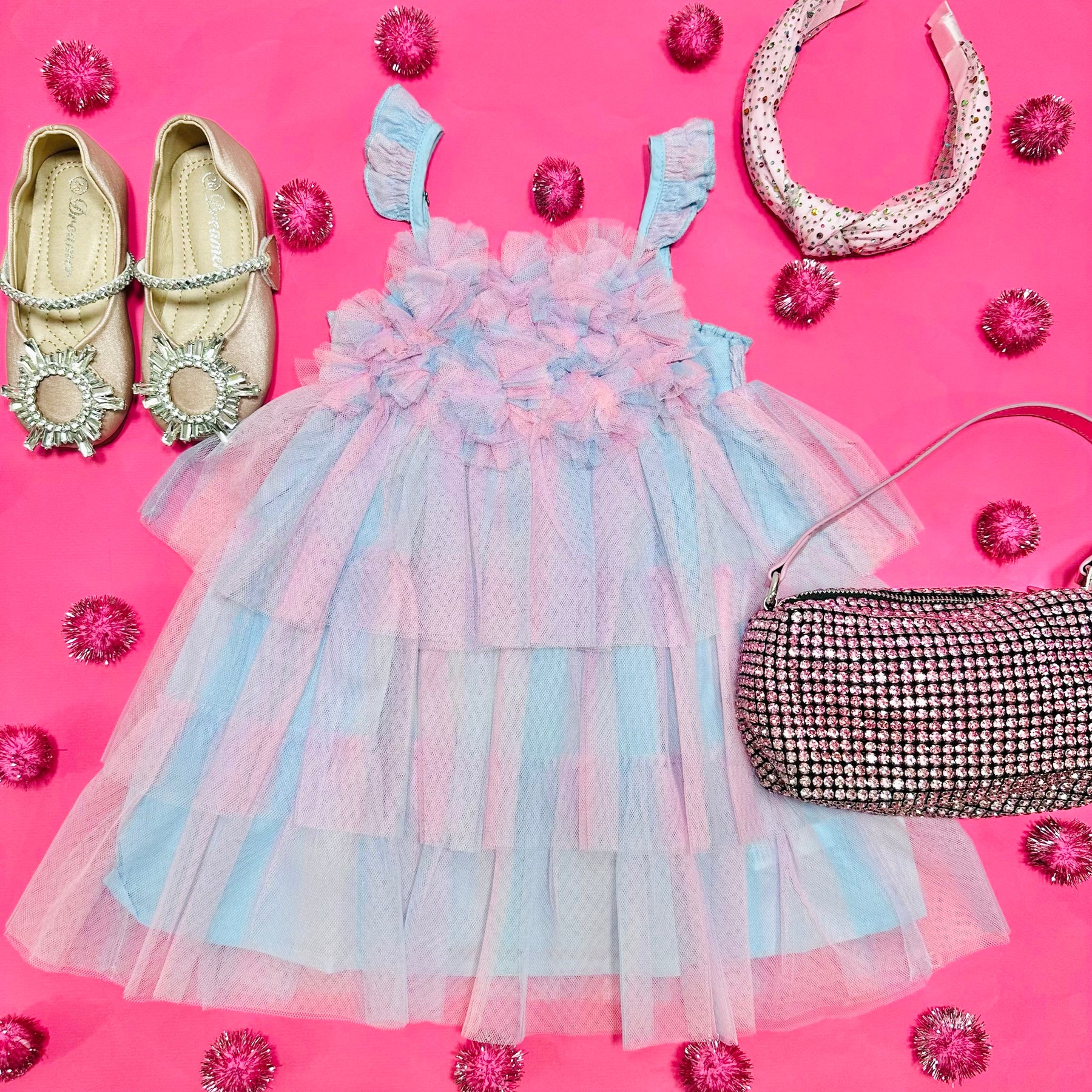 FLOWER MESH TUTU DRESS - DRESSES