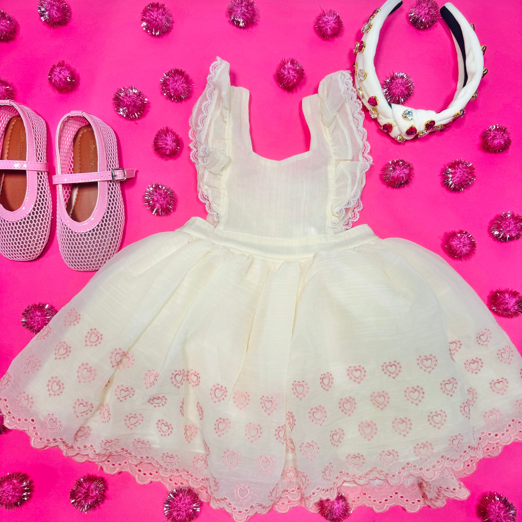 PROVENCE EYELET HEARTS DRESS - DRESSES