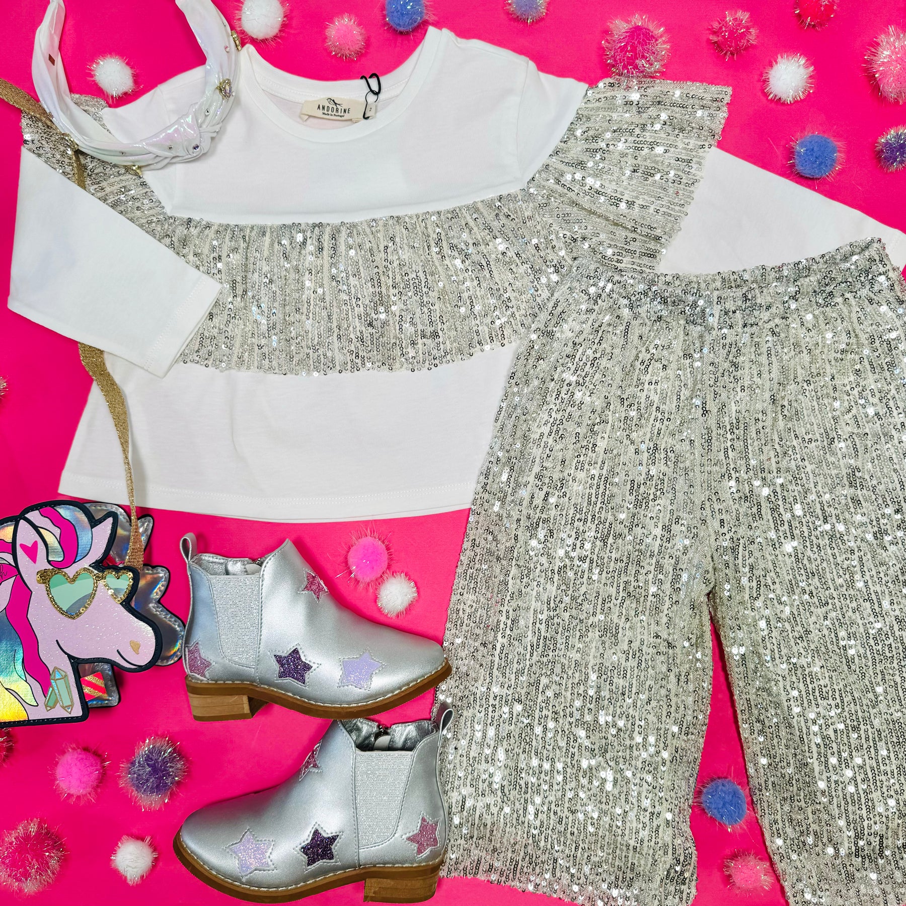 SEQUIN RUFFLE LONG SLEEVE TOP - LONG SLEEVE TOPS