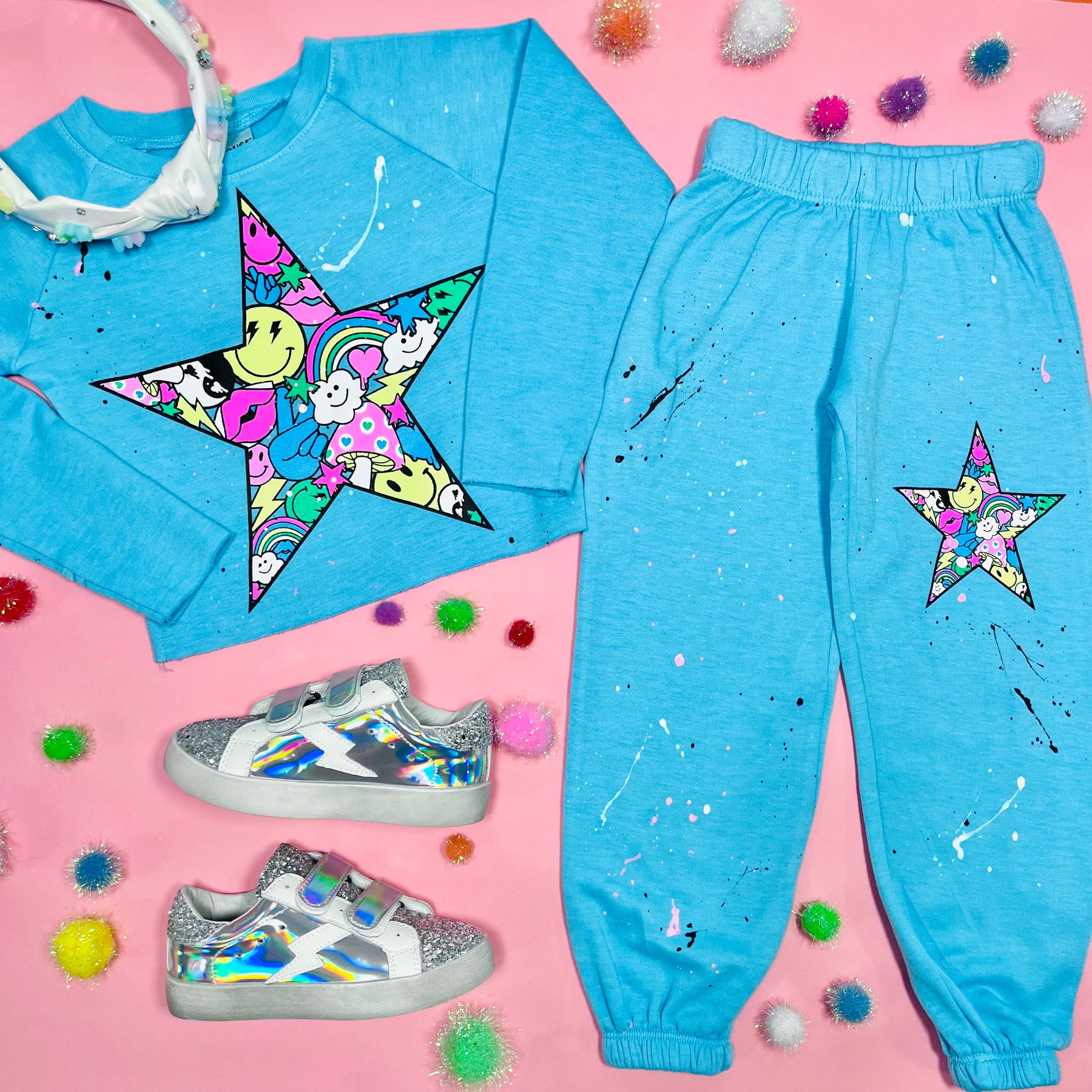 ICONS STAR NEON PAINT SPLATTER SWEATPANTS