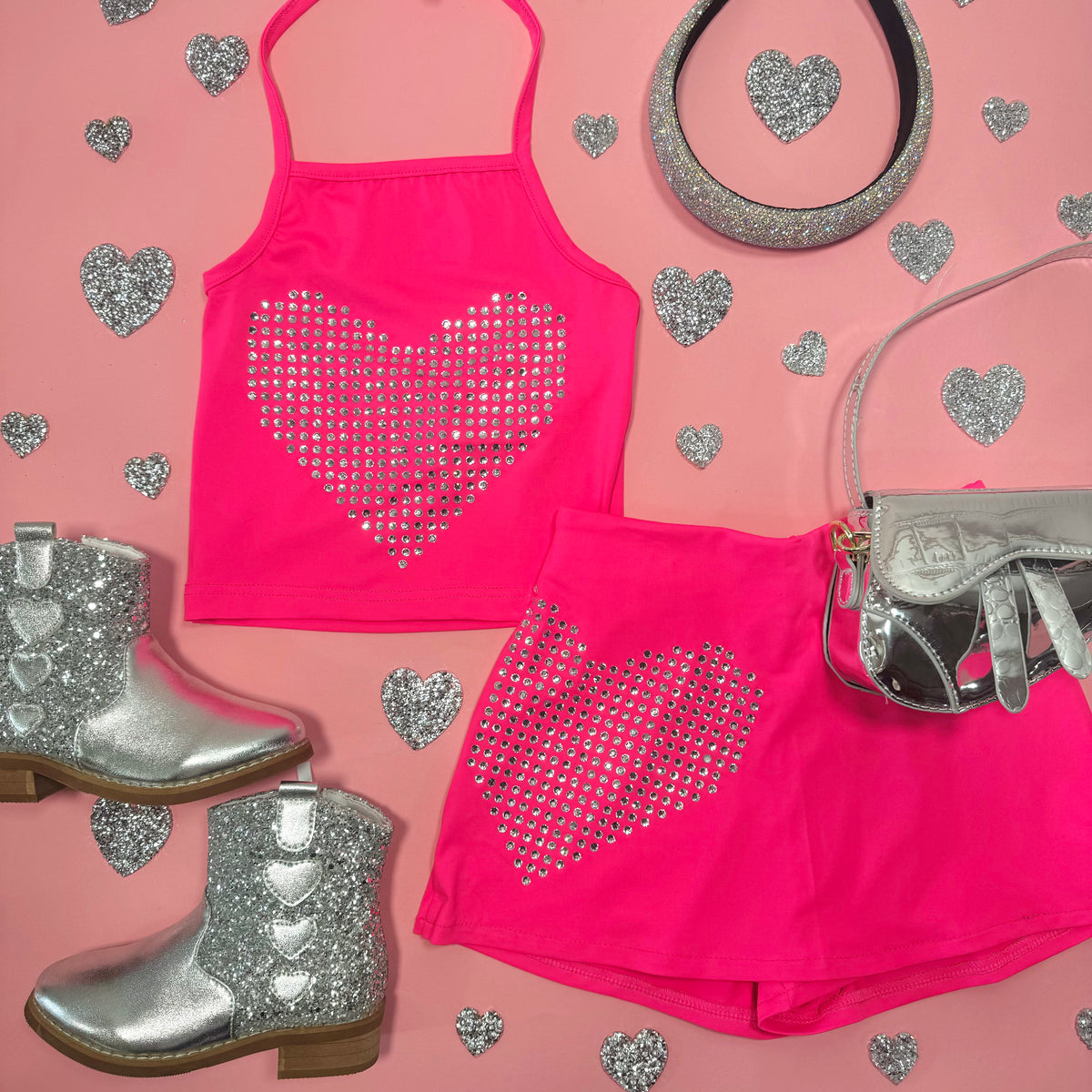 CRYSTAL HEART HALTER TOP - TANK TOPS