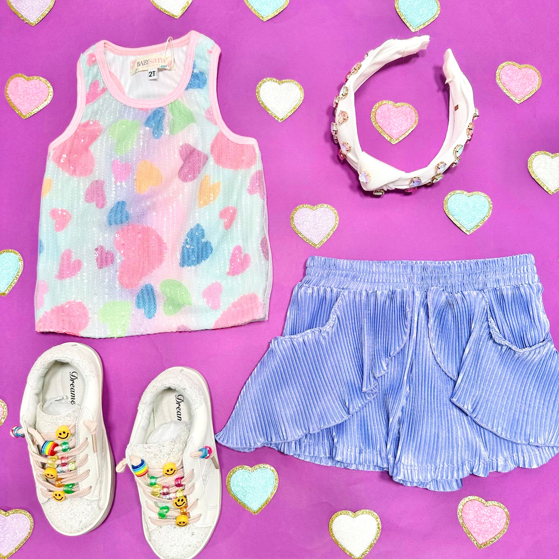 HEARTS SEQUIN TANK TOP - TANK TOPS