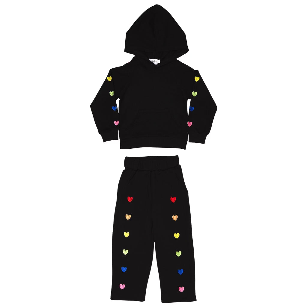 RAINBOW HEARTS HOODIE AND SWEATPANTS SET