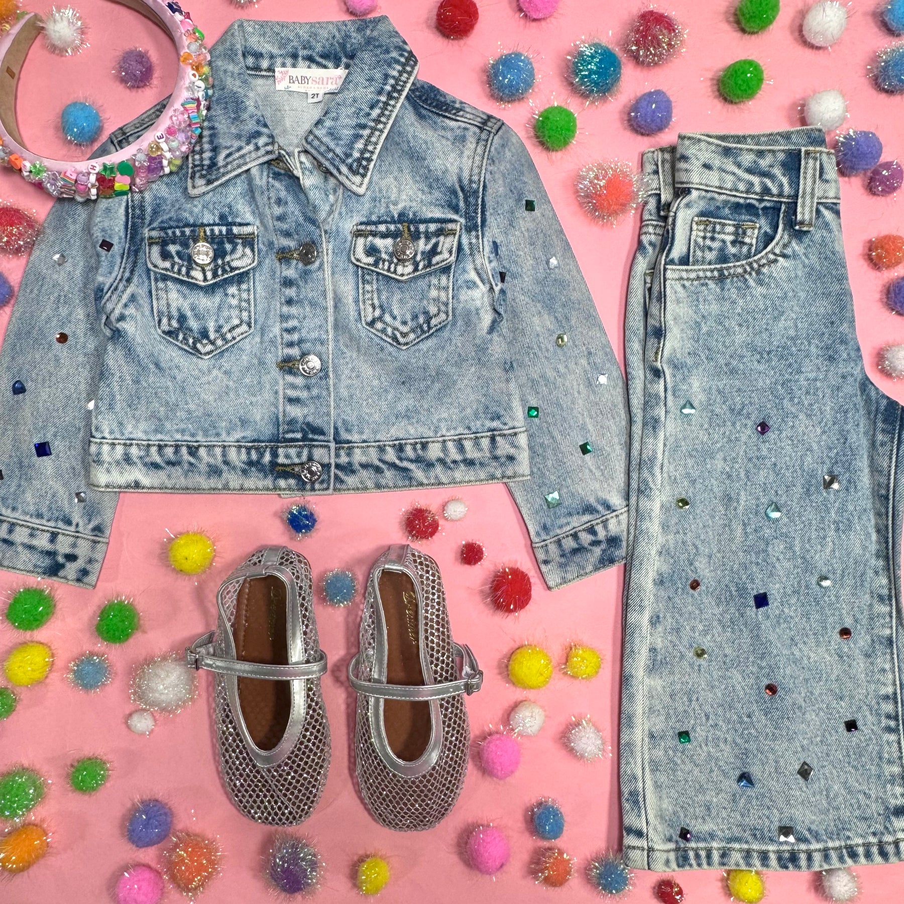 RHINESTONE DENIM JACKET - JACKETS
