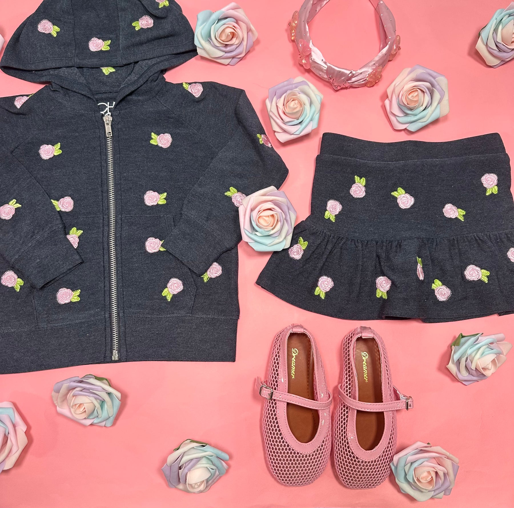 ROSES COZY KNIT ZIP UP HOODIE - HOODIES