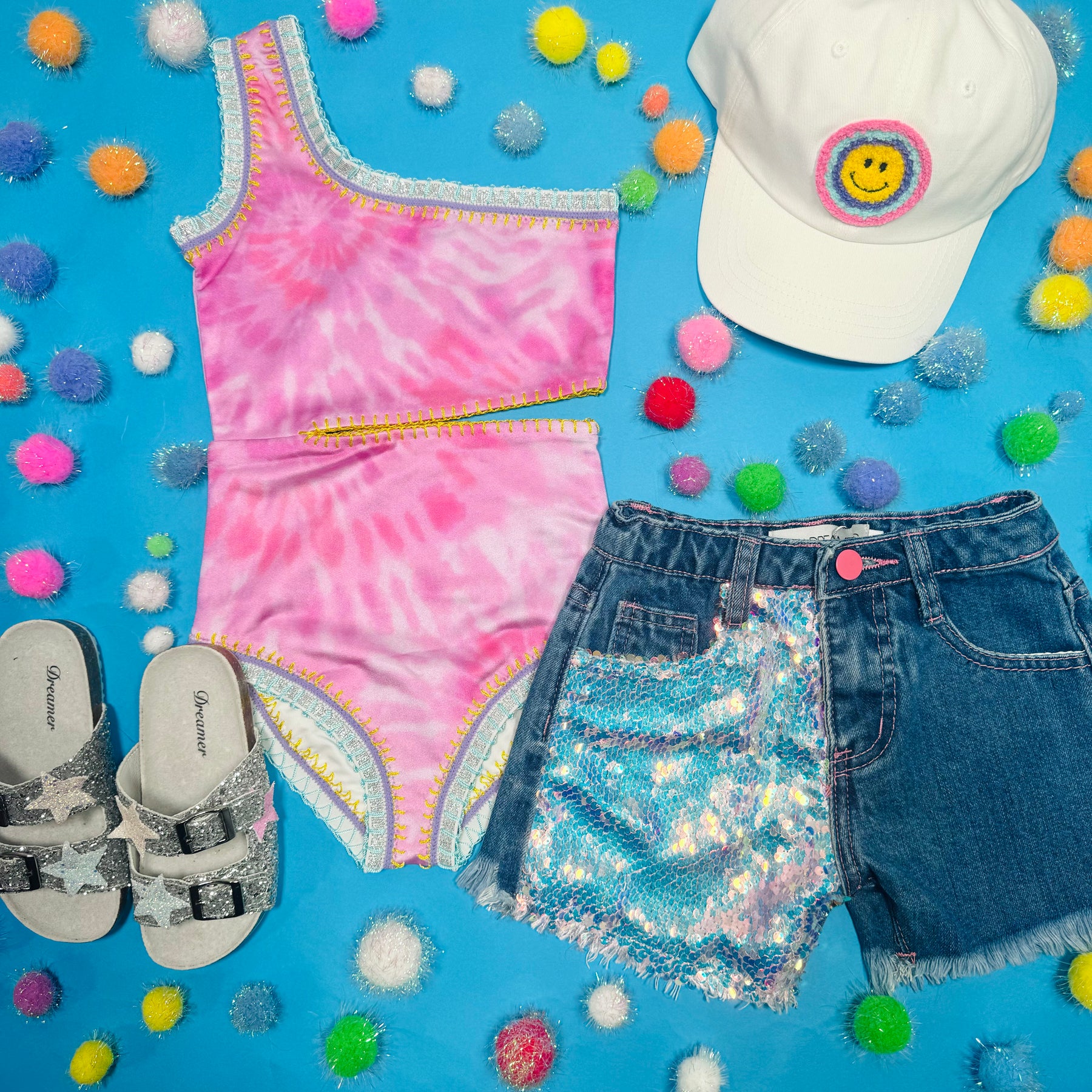 MIA SEQUIN DENIM SHORTS - SHORTS