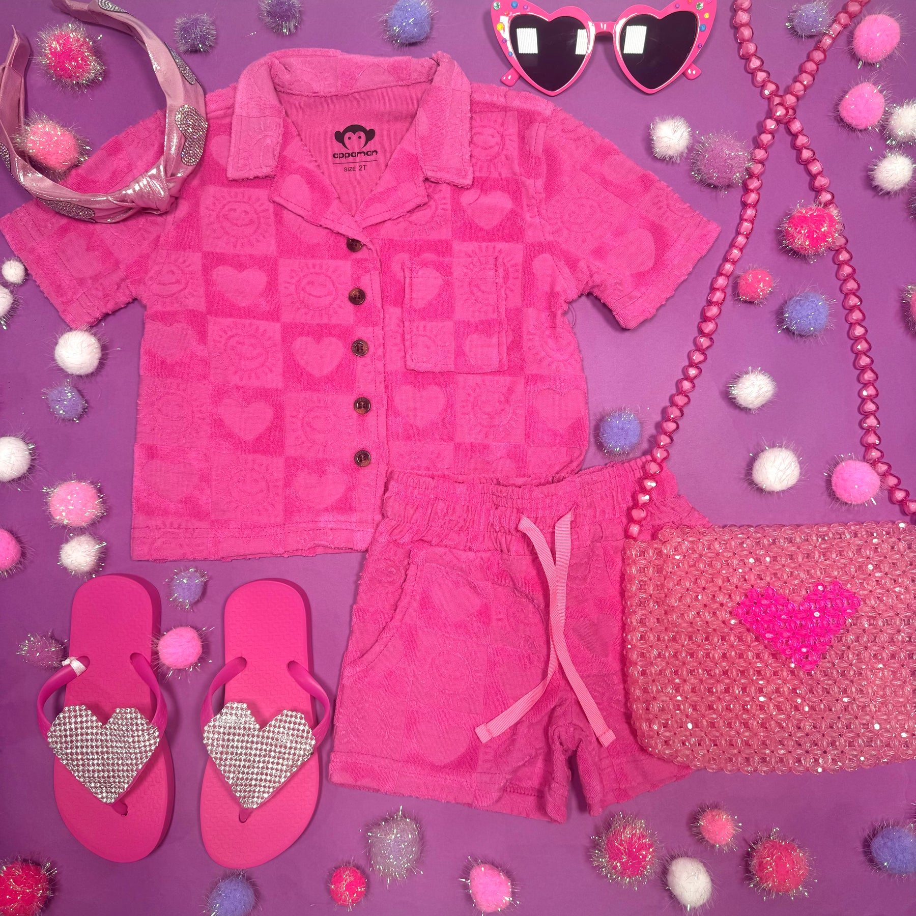 HEARTS CHECKERED TERRY RESORT BUTTON DOWN TOP - BUTTON DOWNS