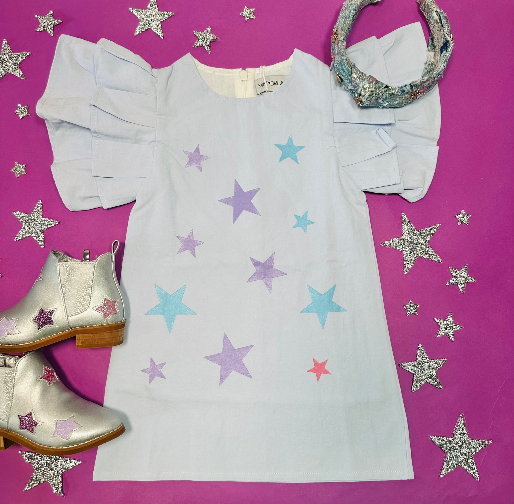 LONDON STARS DENIM DRESS - DRESSES