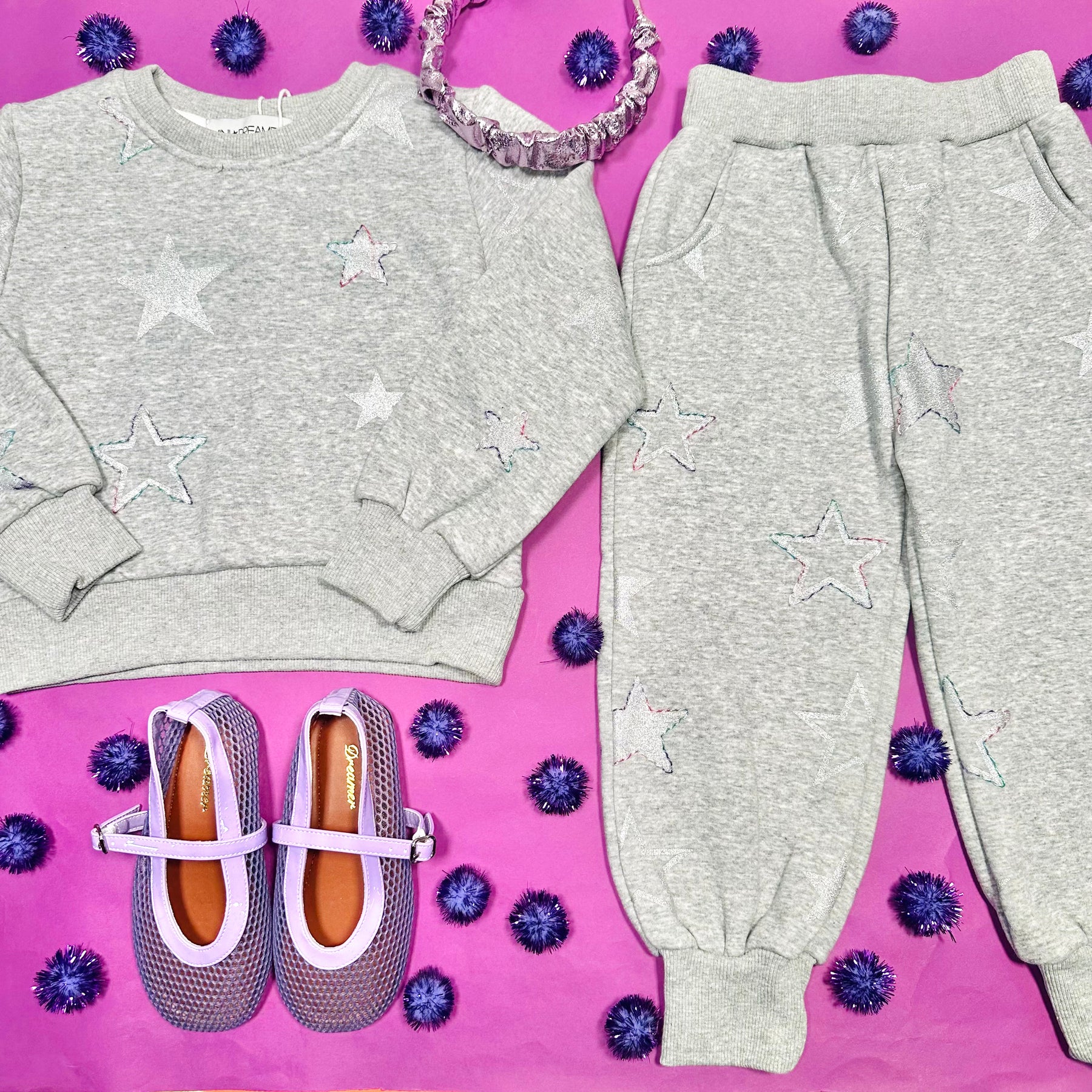 TALIA METALLIC STARS SWEATSHIRT AND SWEATPANTS SET - SET
