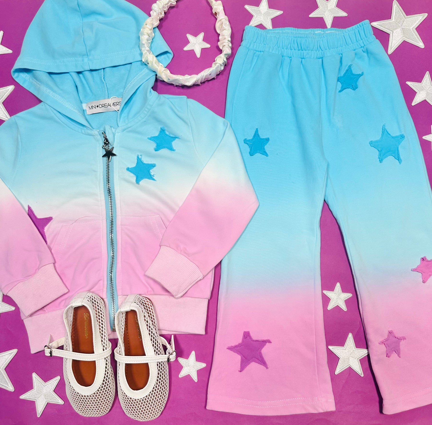 BRYNN OMBRE STARS ZIP UP HOODIE AND SWEATPANTS SET - SET