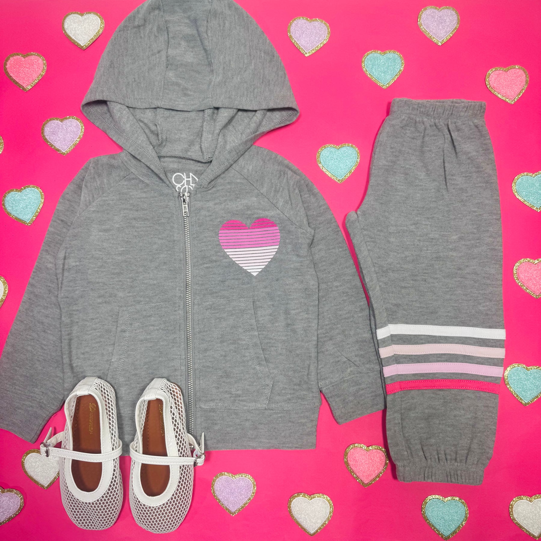 HEARTS ZIP UP HOODIE - HOODIES