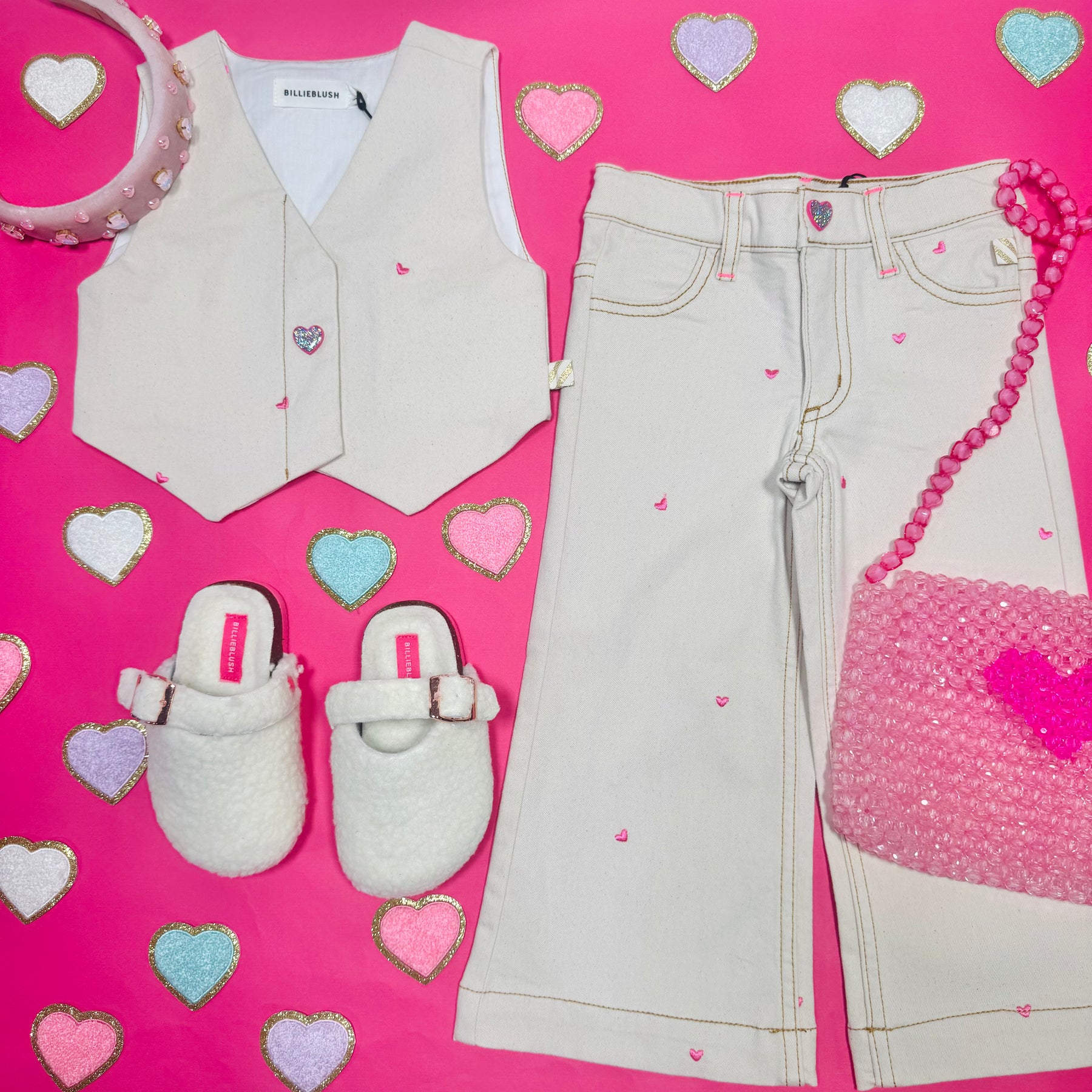 EMBROIDERED HEARTS PANTS - PANTS