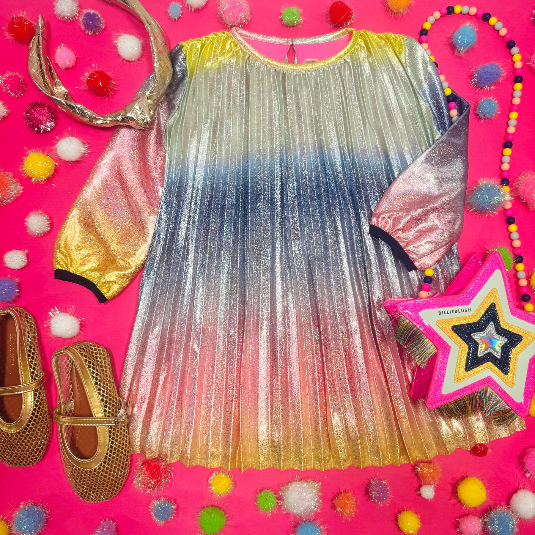 GRADIENT PLEATED DRESS