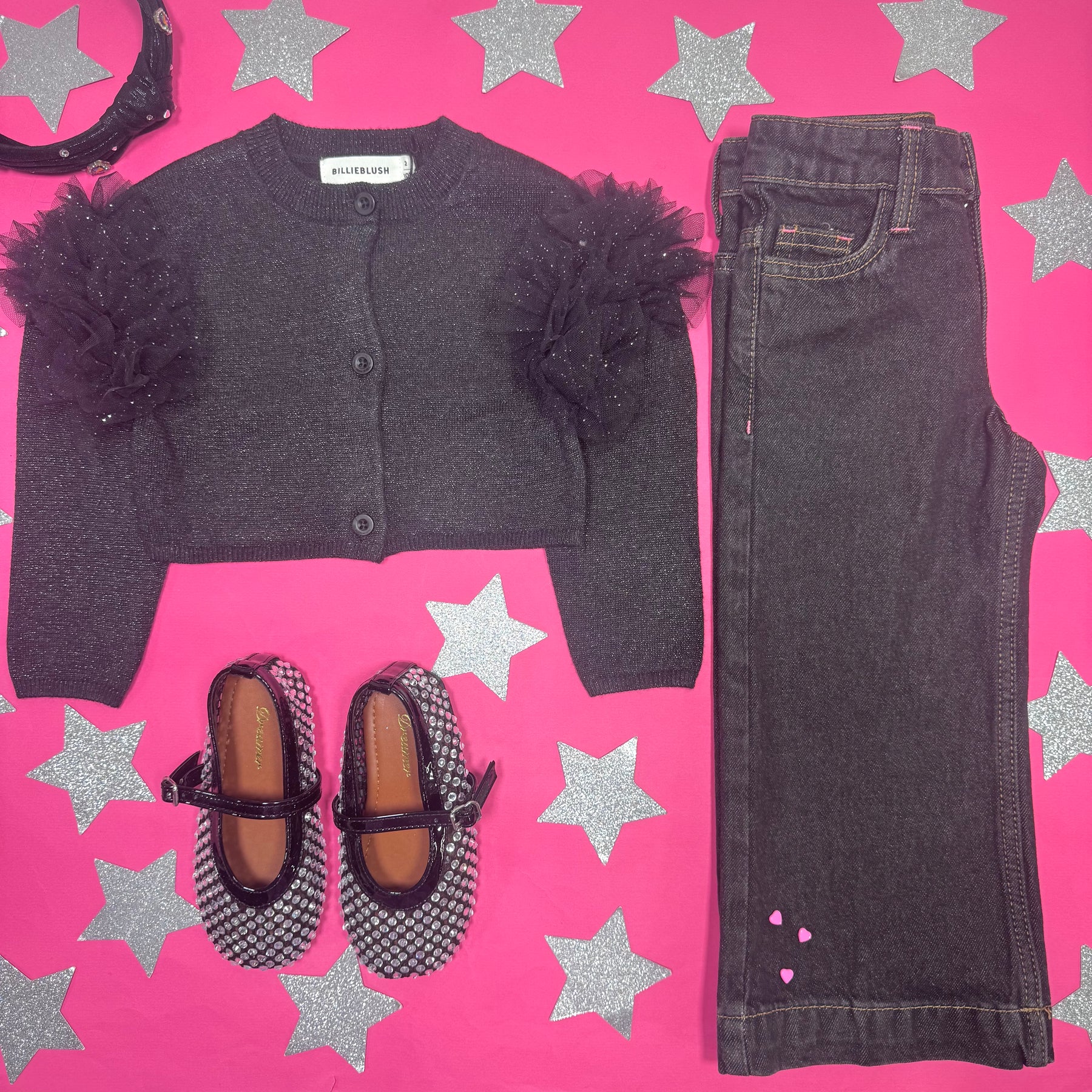 RUFFLE SHOULDER KNIT CARDIGAN